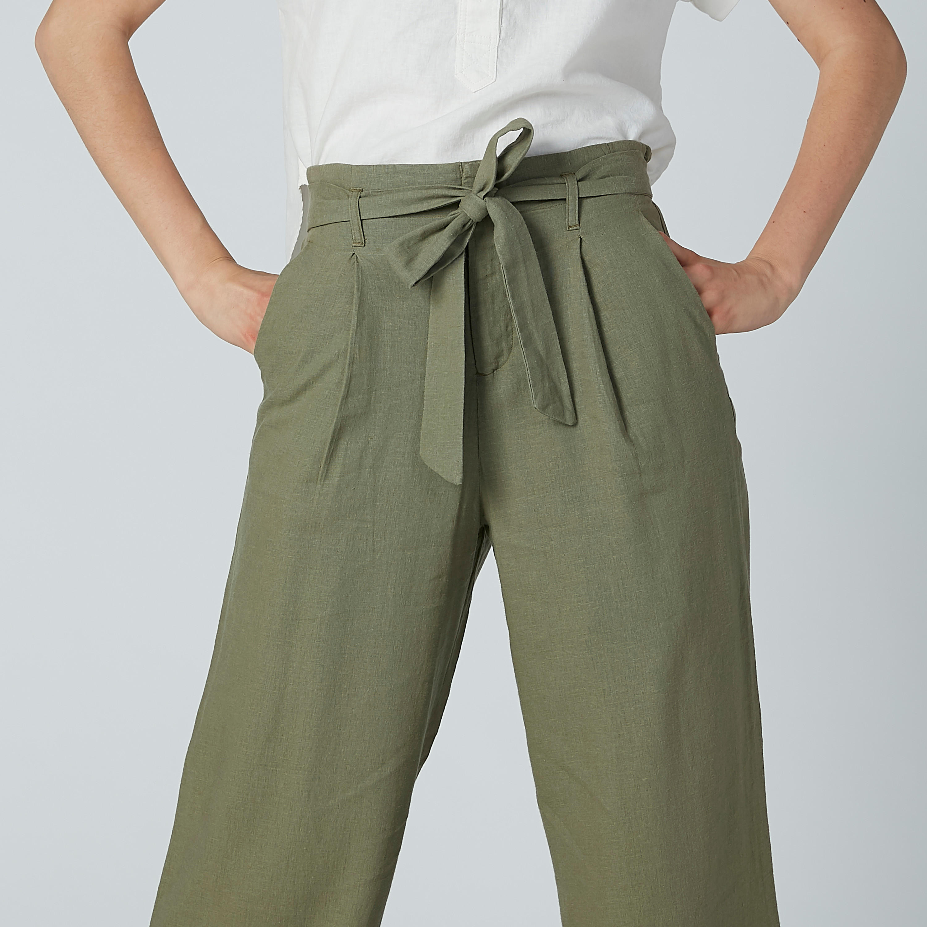 بنطال بالازو سادة بجيوب وحزام رباط-women-clothing-bottoms-trousers-image-4