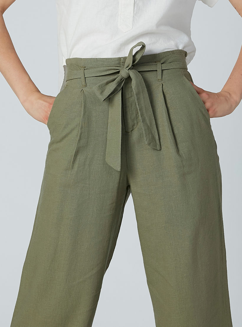 بنطال بالازو سادة بجيوب وحزام رباط-women-clothing-bottoms-trousers-image-4