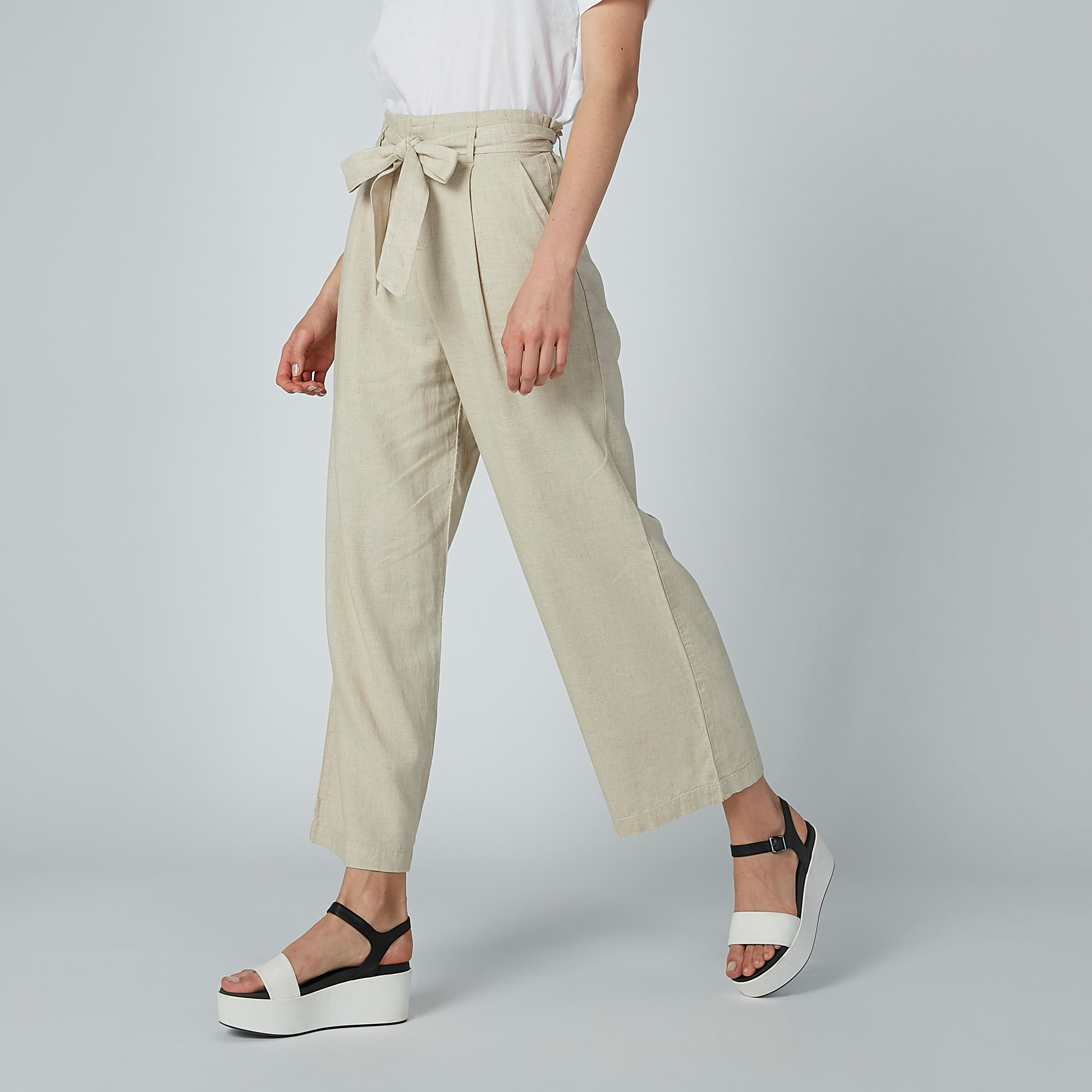 بنطال بالازو سادة بجيوب وحزام رباط-women-clothing-bottoms-trousers-image-6