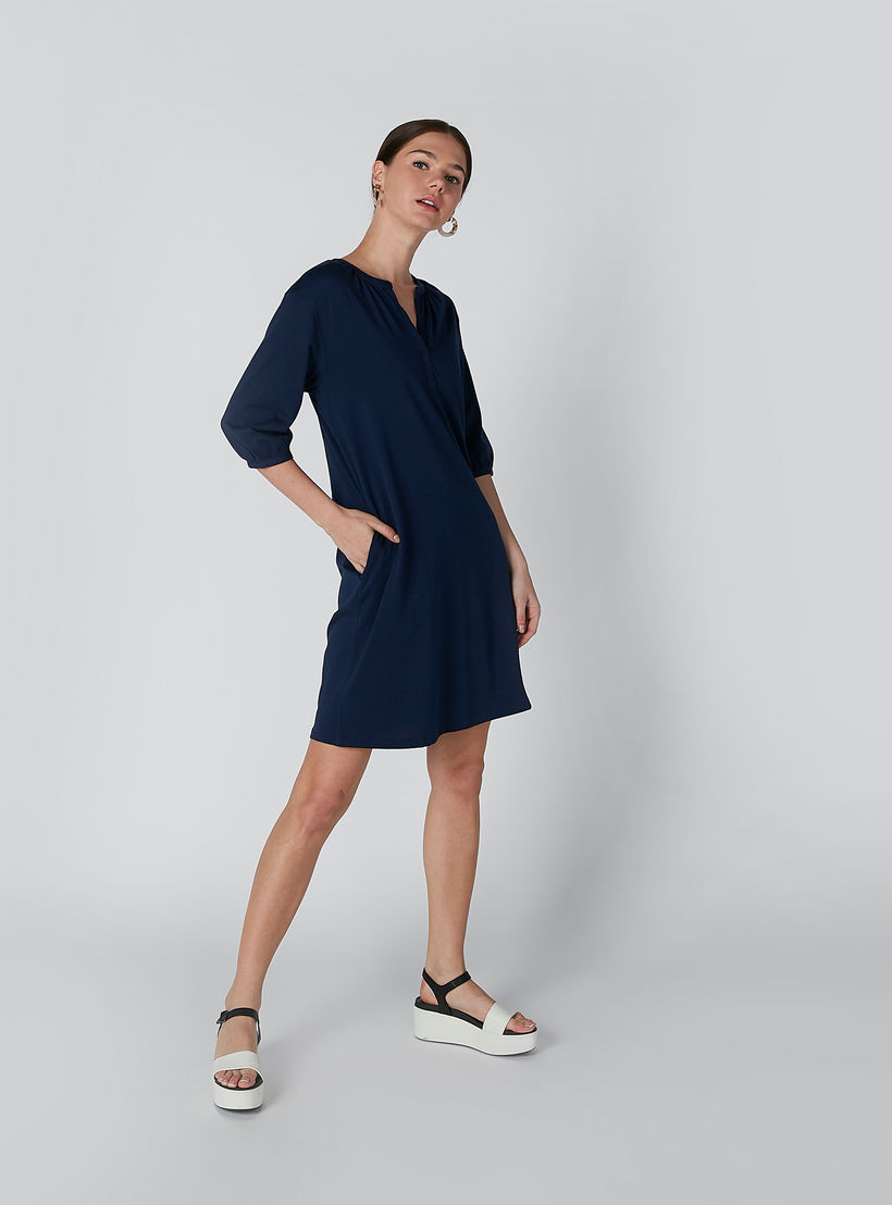 تونيك بياقة V وأكمام 3/4 وجيوب-women-clothing-shirtsandblouses-blouses-image-1