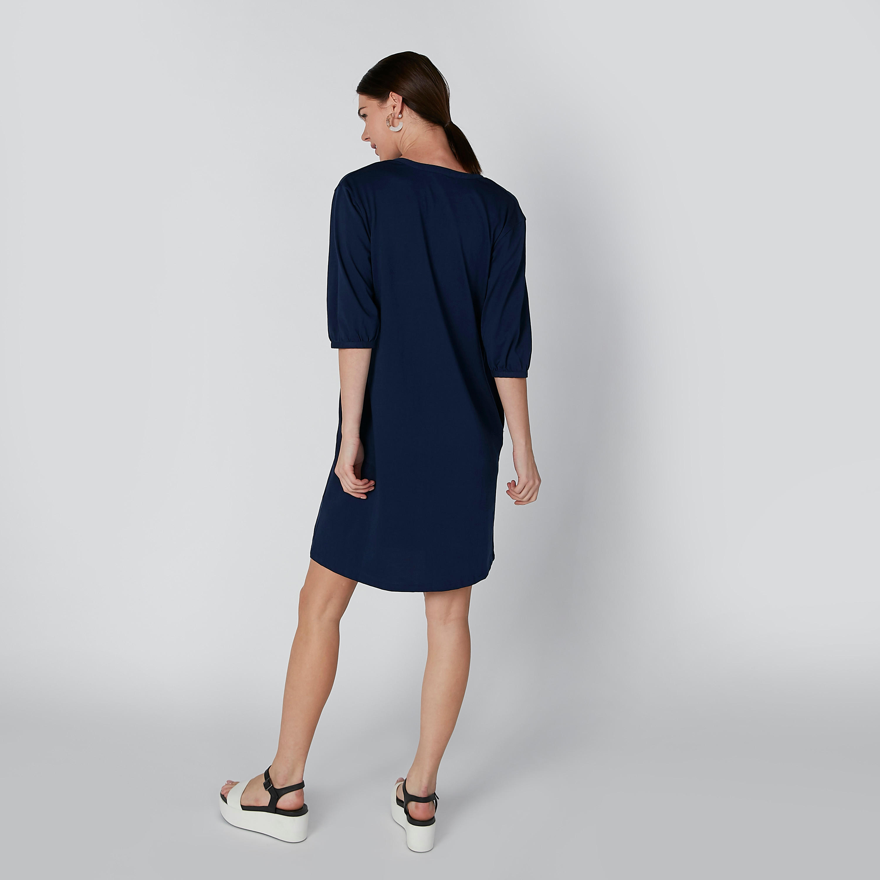 تونيك بياقة V وأكمام 3/4 وجيوب-women-clothing-shirtsandblouses-blouses-image-2