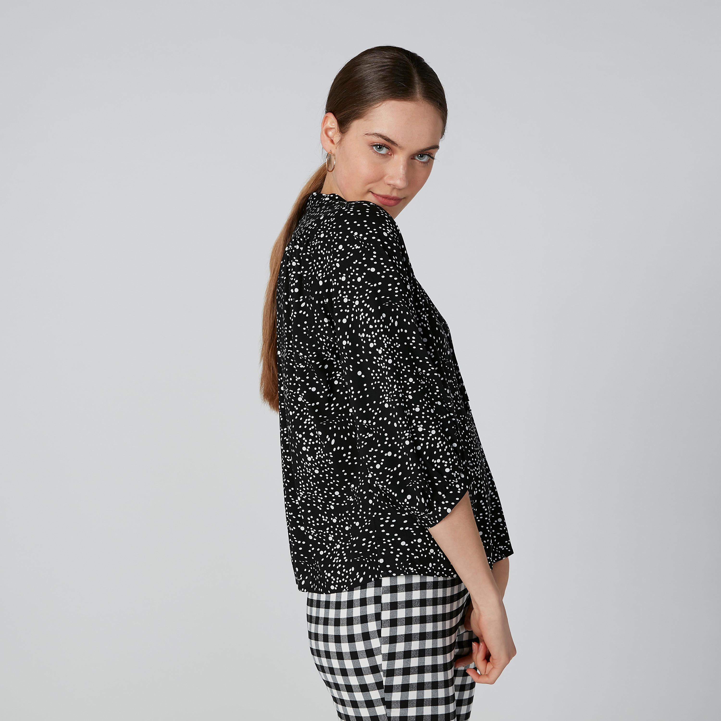 Printed Top with Mandarin Collar and Tie Ups-women-clothing-shirtsandblouses-blouses-image-3