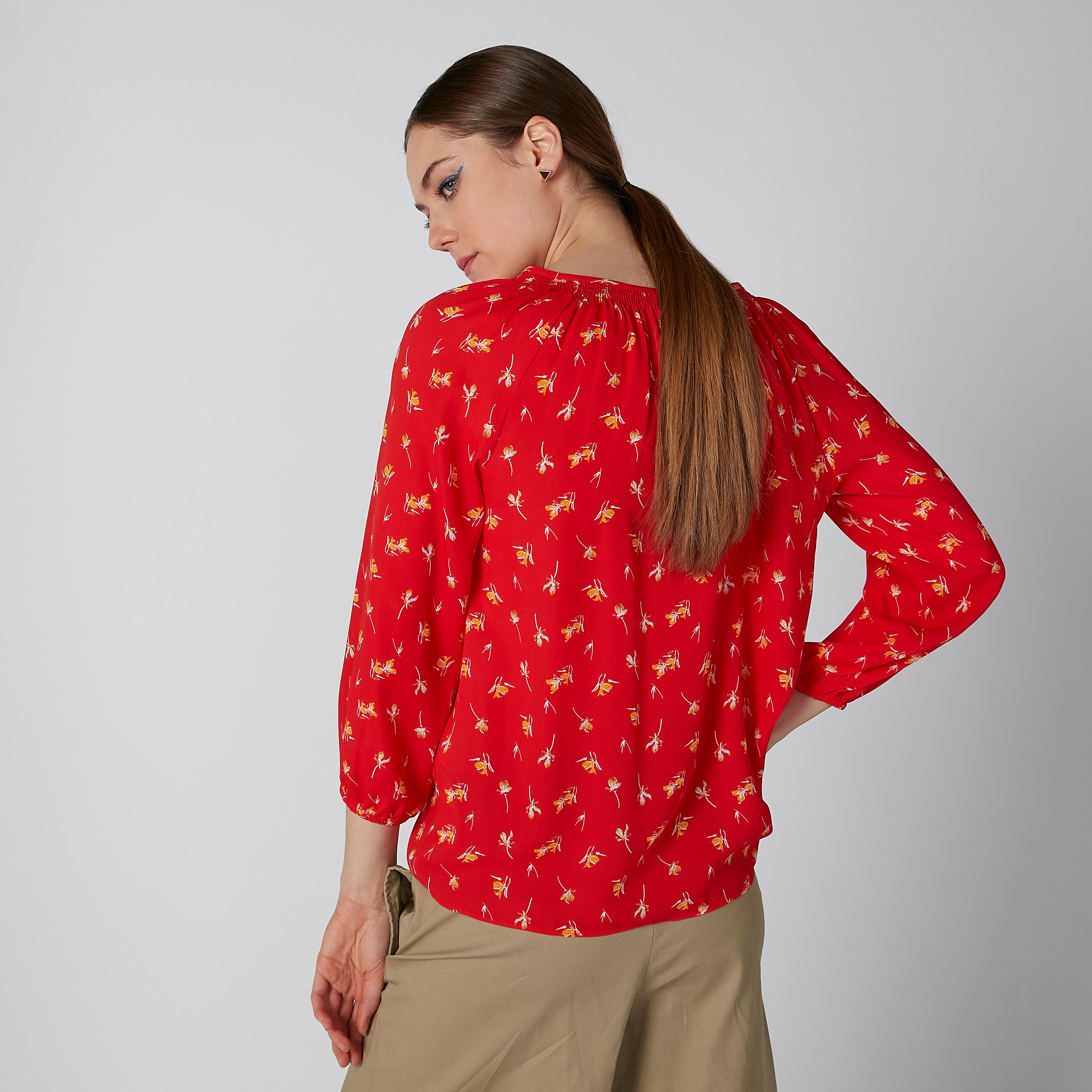 بلوزة بأكمام 3/4 وطبعات زهرية-women-clothing-shirtsandblouses-blouses-image-4