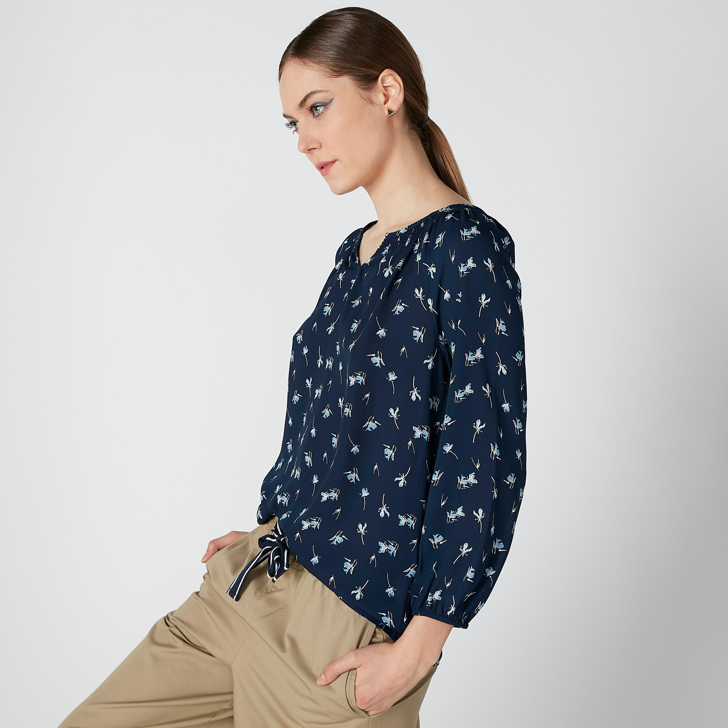 بلوزة بأكمام 3/4 وطبعات زهرية-women-clothing-shirtsandblouses-blouses-image-4