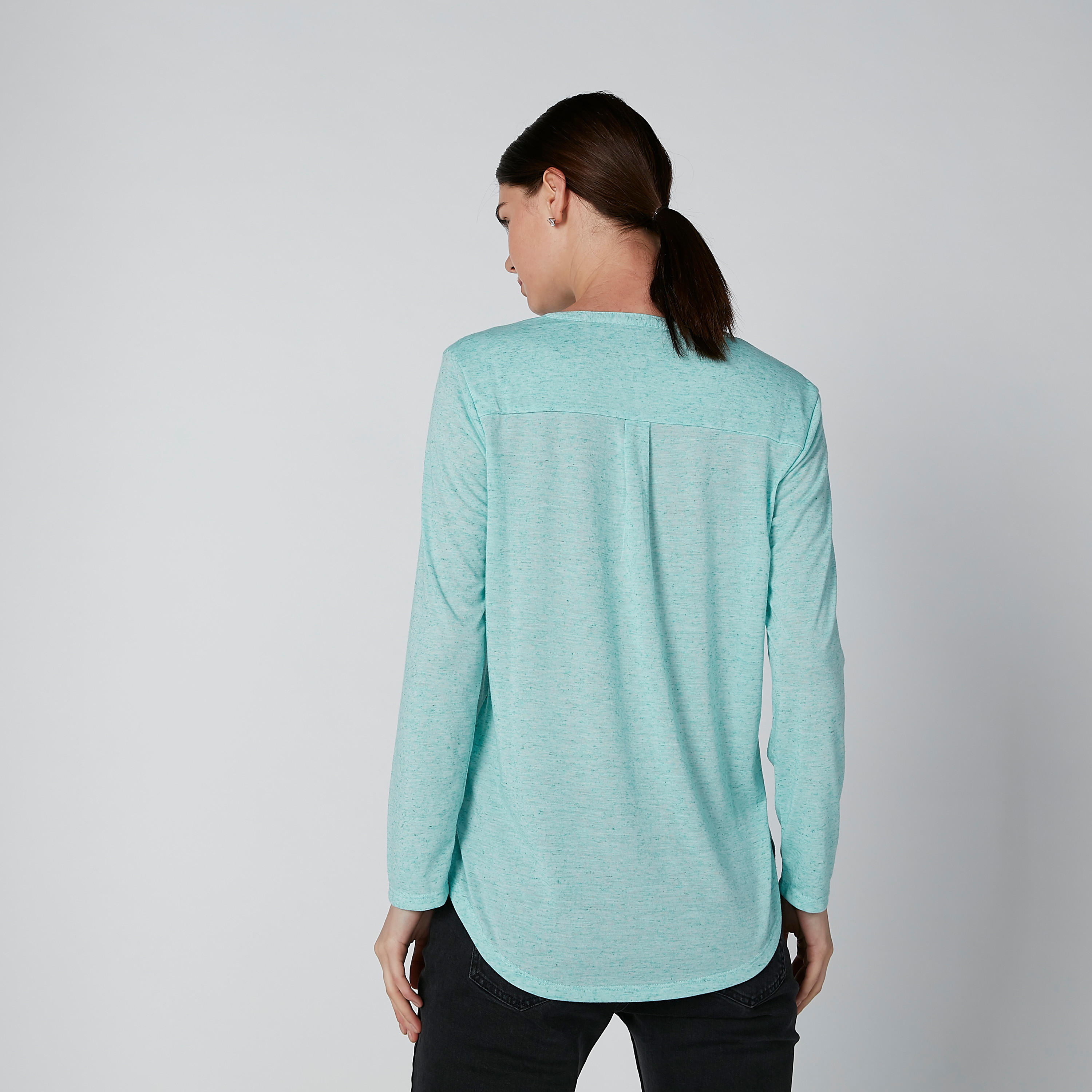 بلوزة بياقة هينلي وأكمام طويلة-women-clothing-shirtsandblouses-blouses-image-2