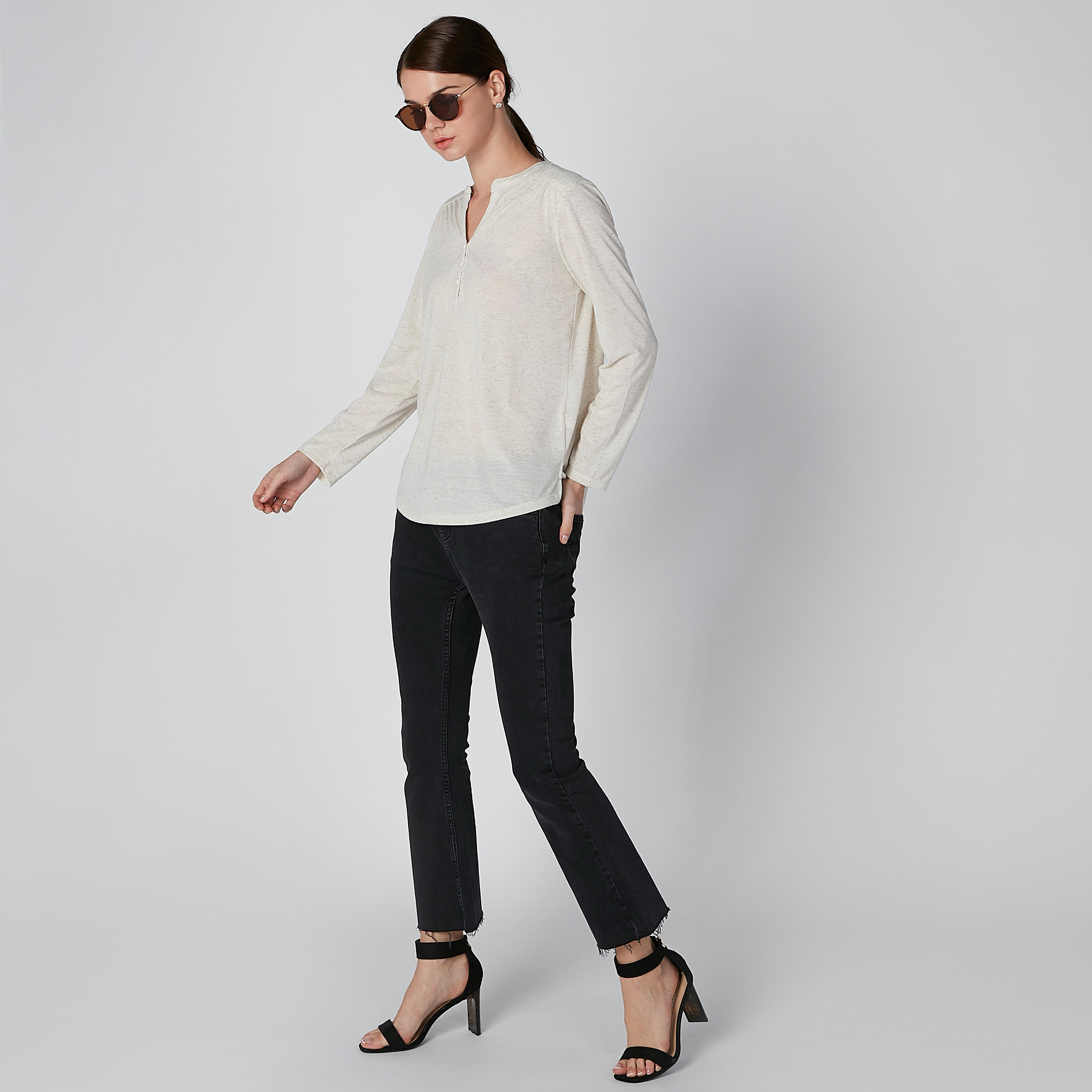 بلوزة بياقة هينلي وأكمام طويلة-women-clothing-shirtsandblouses-blouses-image-3