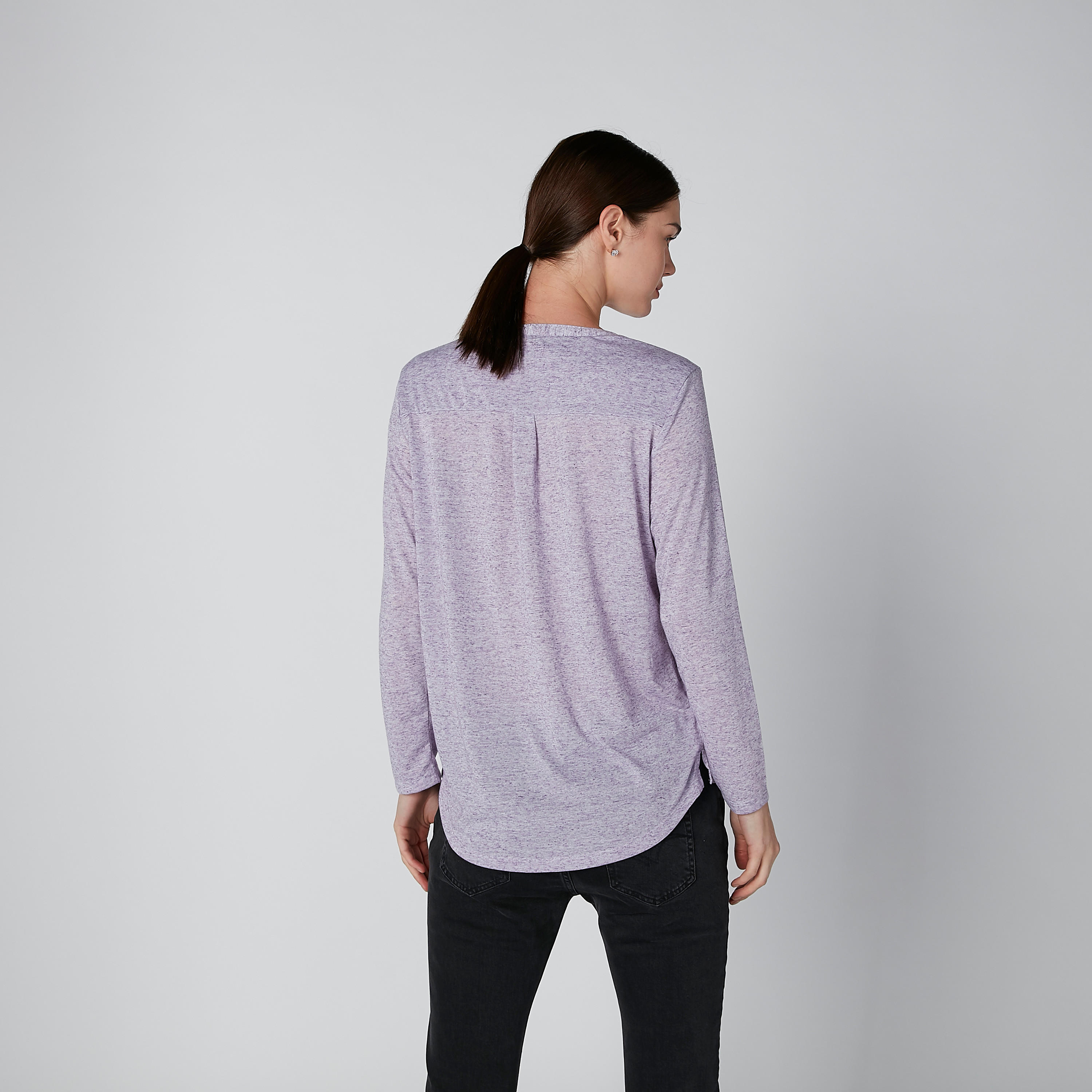 بلوزة بياقة هينلي وأكمام طويلة-women-clothing-shirtsandblouses-blouses-image-2