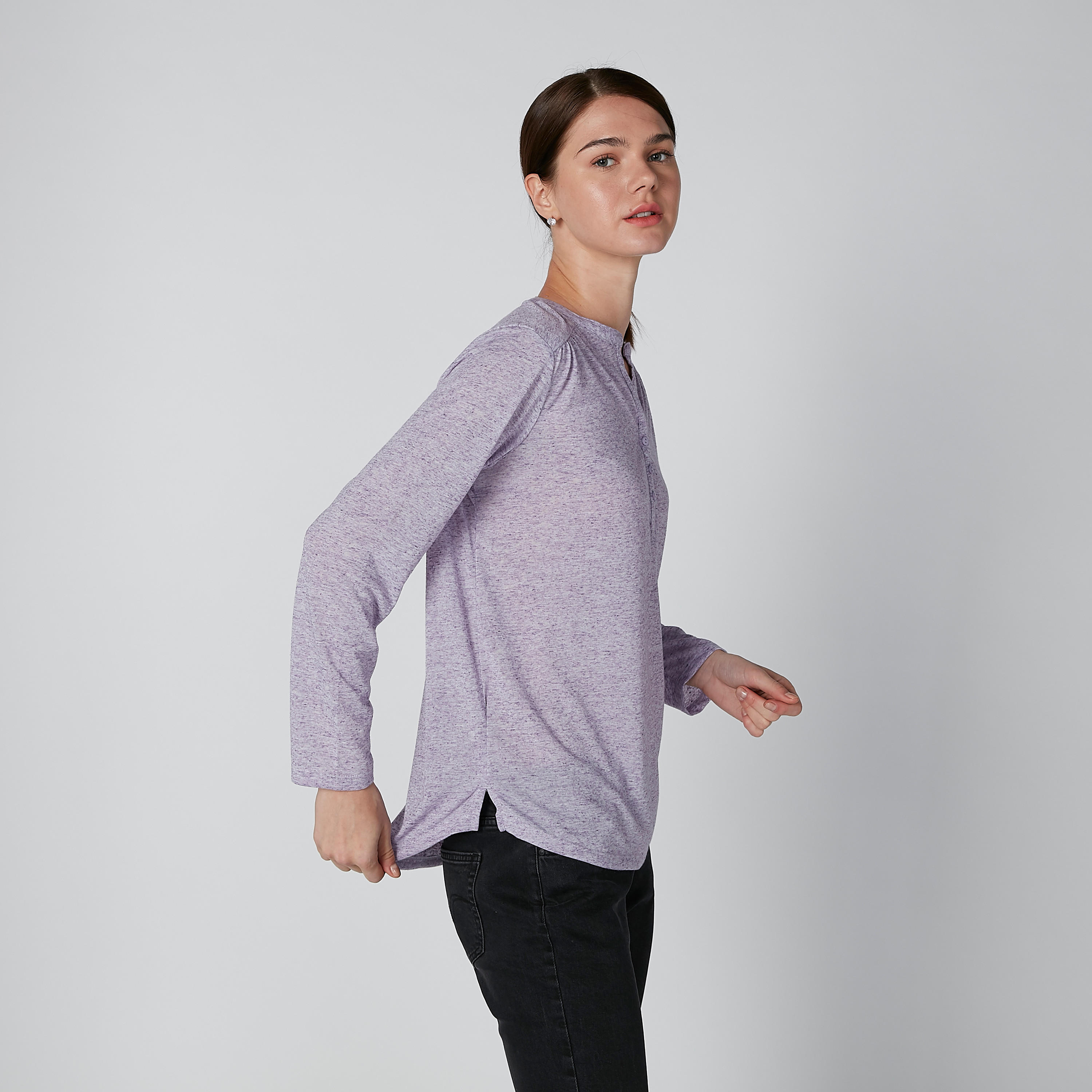 بلوزة بياقة هينلي وأكمام طويلة-women-clothing-shirtsandblouses-blouses-image-3