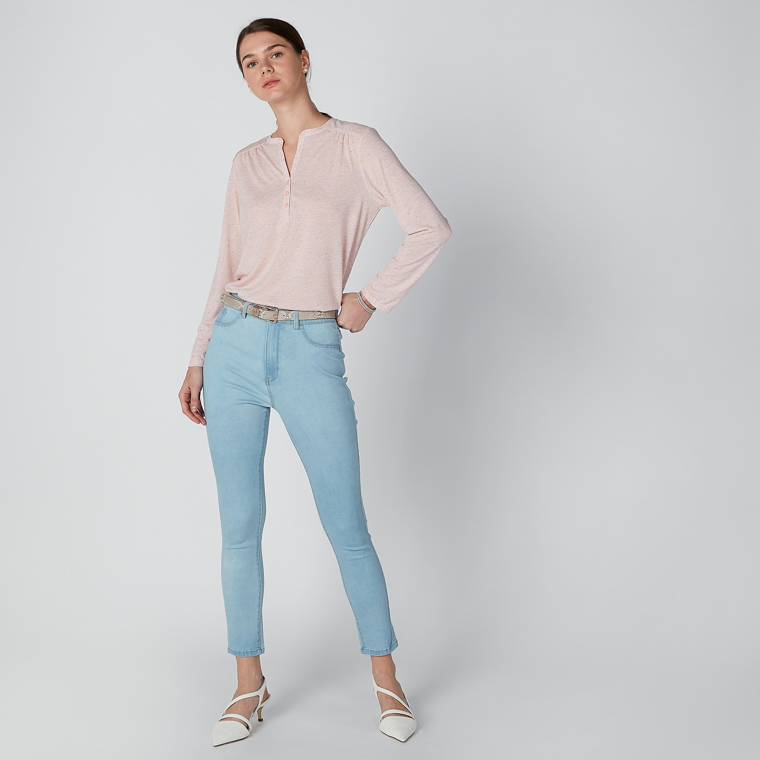 بلوزة بياقة هينلي وأكمام طويلة-women-clothing-shirtsandblouses-blouses-image-3