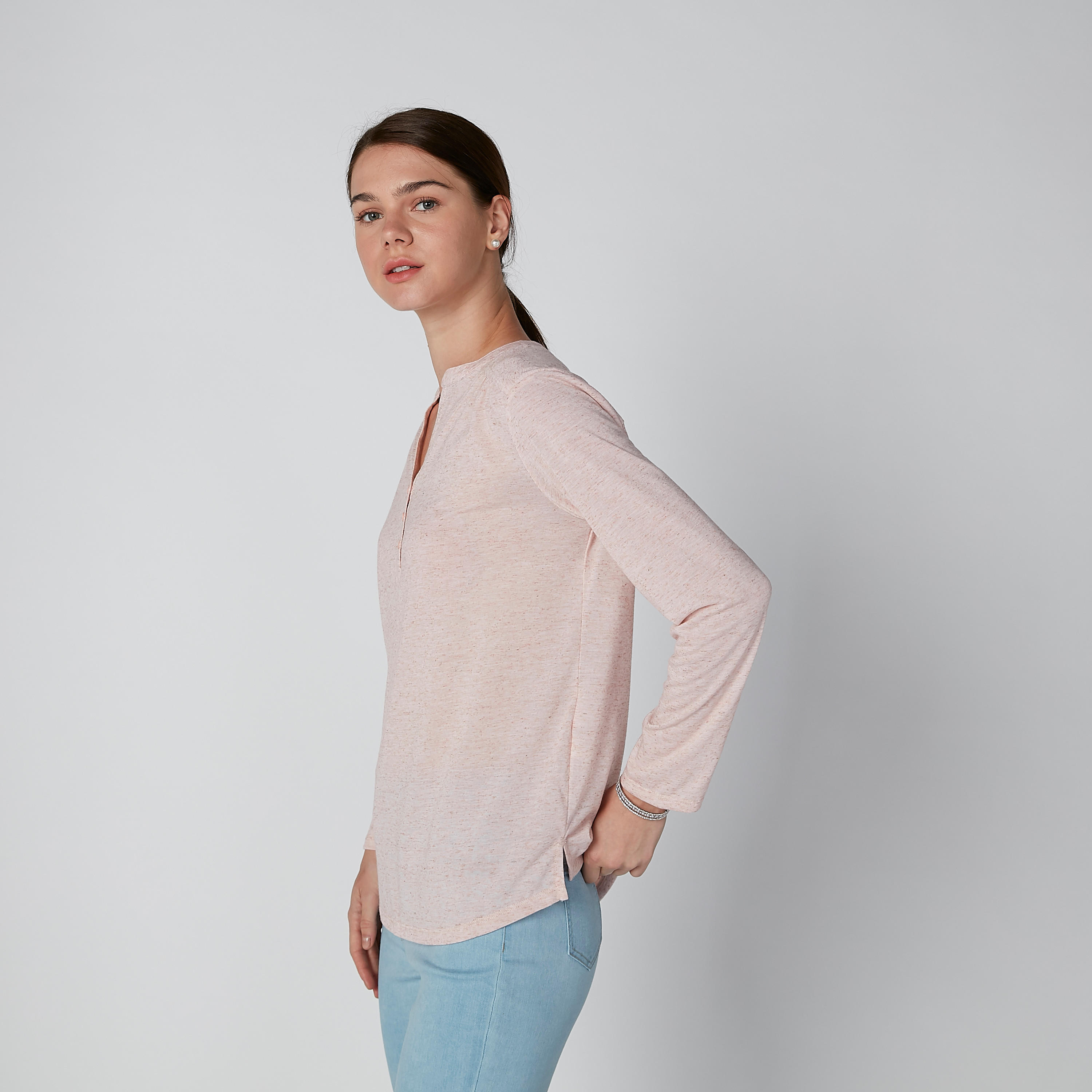 بلوزة بياقة هينلي وأكمام طويلة-women-clothing-shirtsandblouses-blouses-image-4