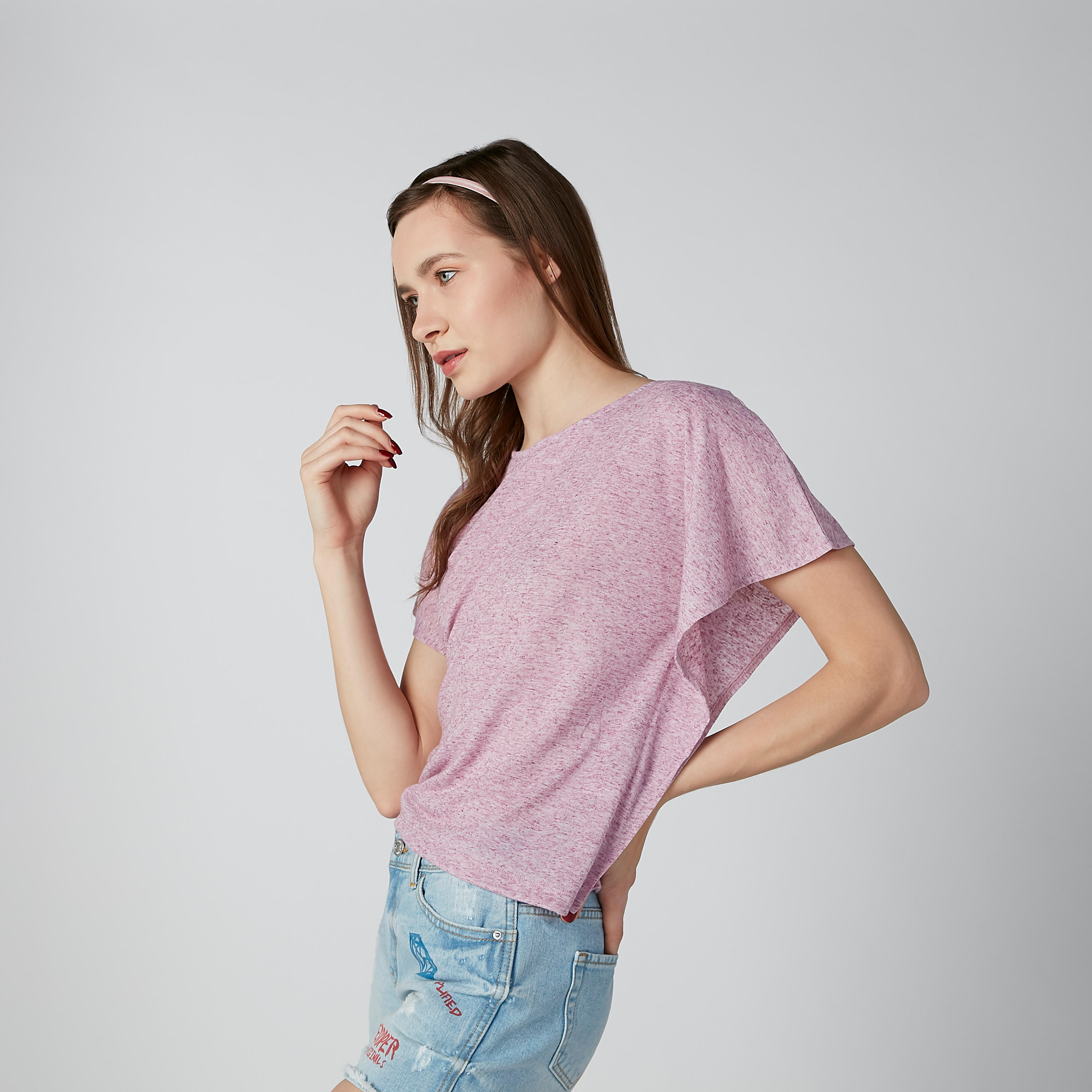 Basic Top with Round Neck and Flared Sleeves-women-clothing-tshirts-image-4