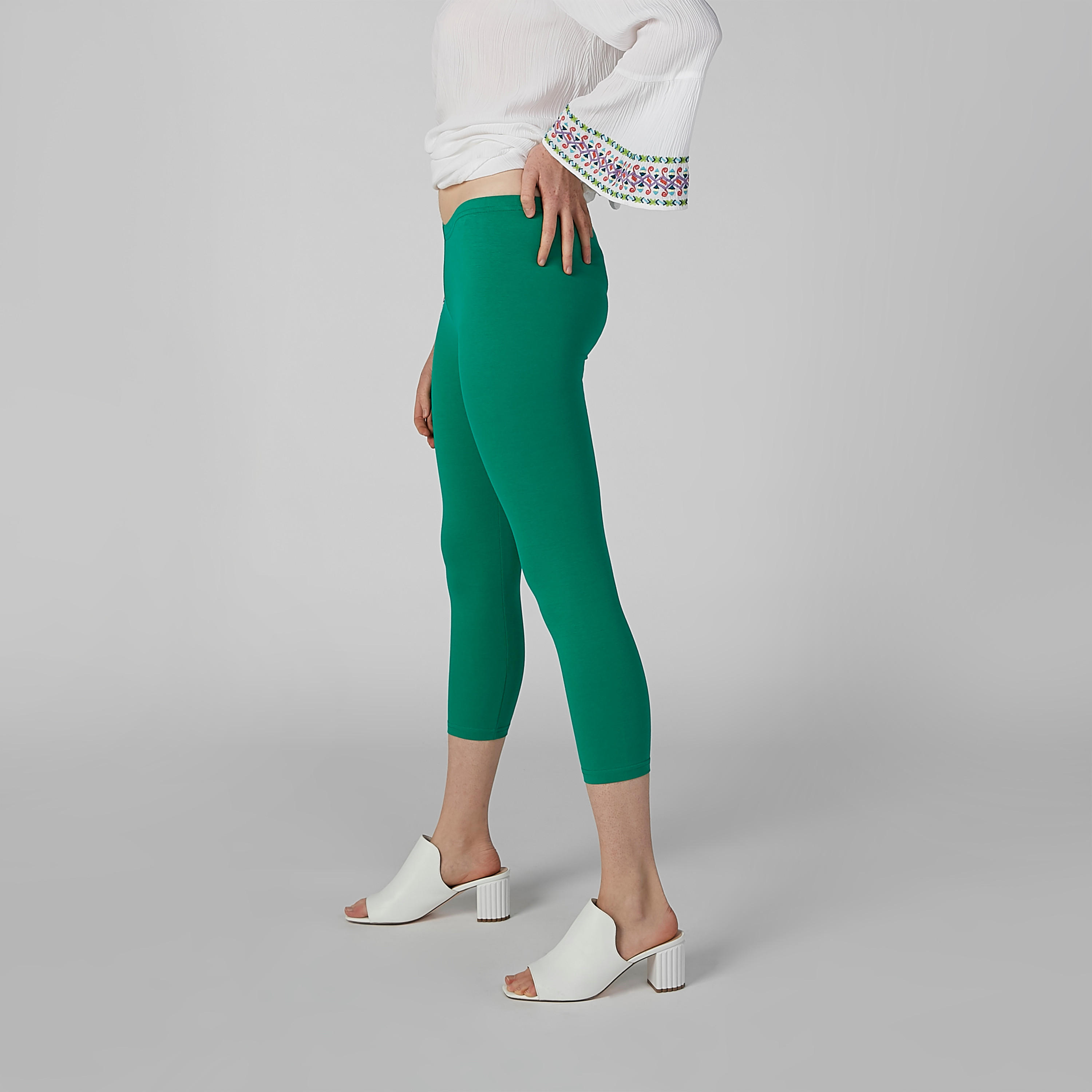 Plain Cropped Leggings with Elasticised Waistband-women-clothing-bottoms-leggings-image-4