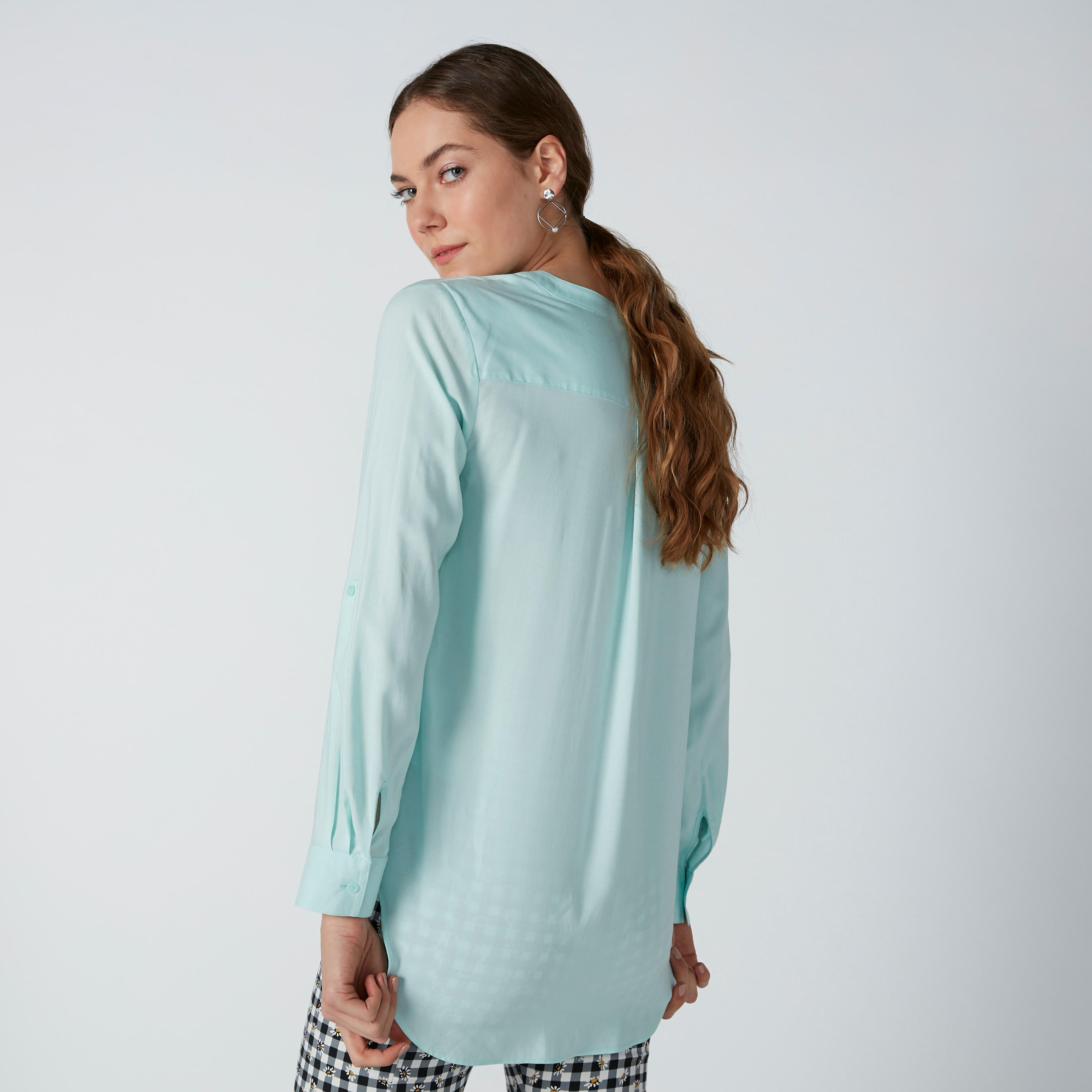 Longline Shirt with Mandarin Collar-women-clothing-shirtsandblouses-blouses-image-3