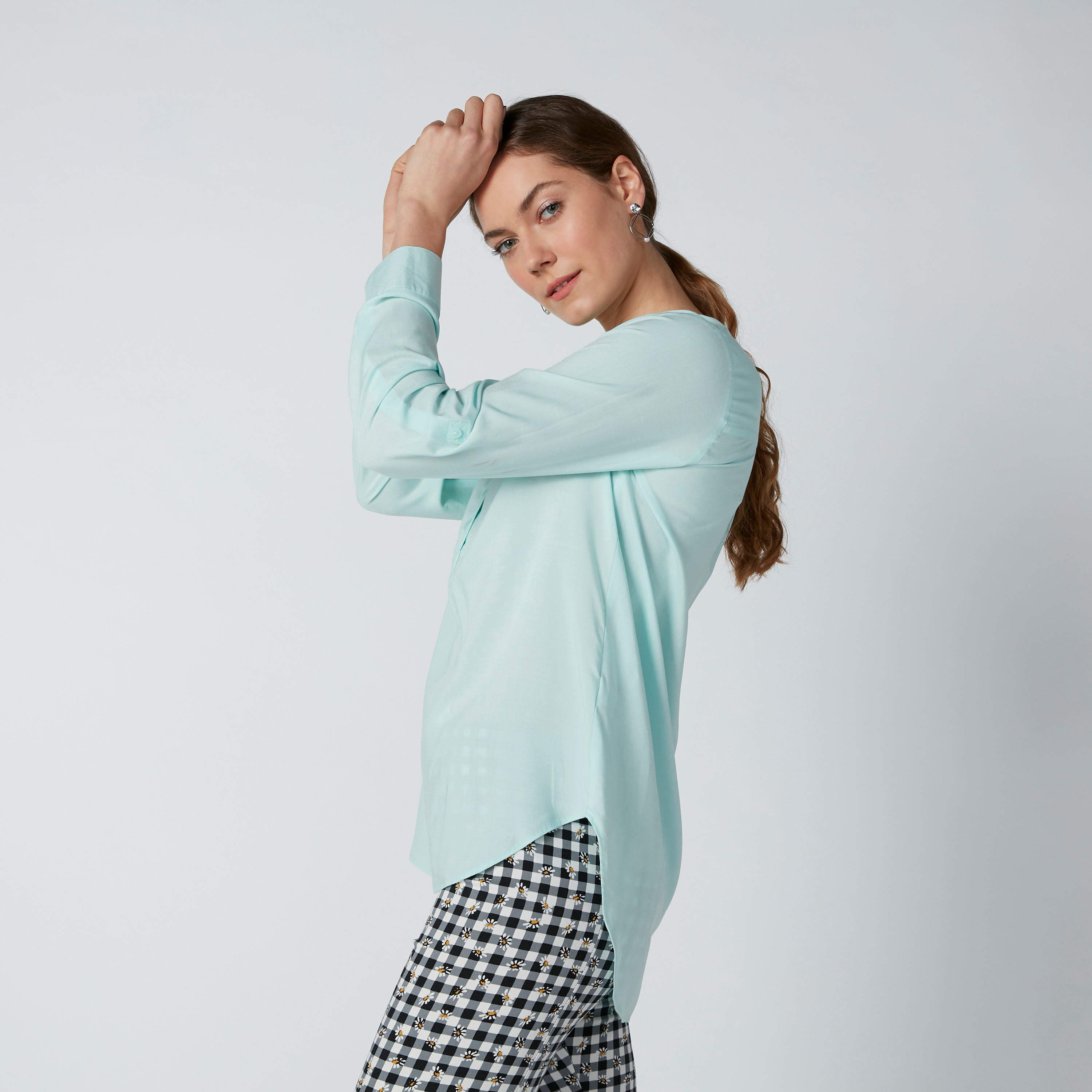 Longline Shirt with Mandarin Collar-women-clothing-shirtsandblouses-blouses-image-4