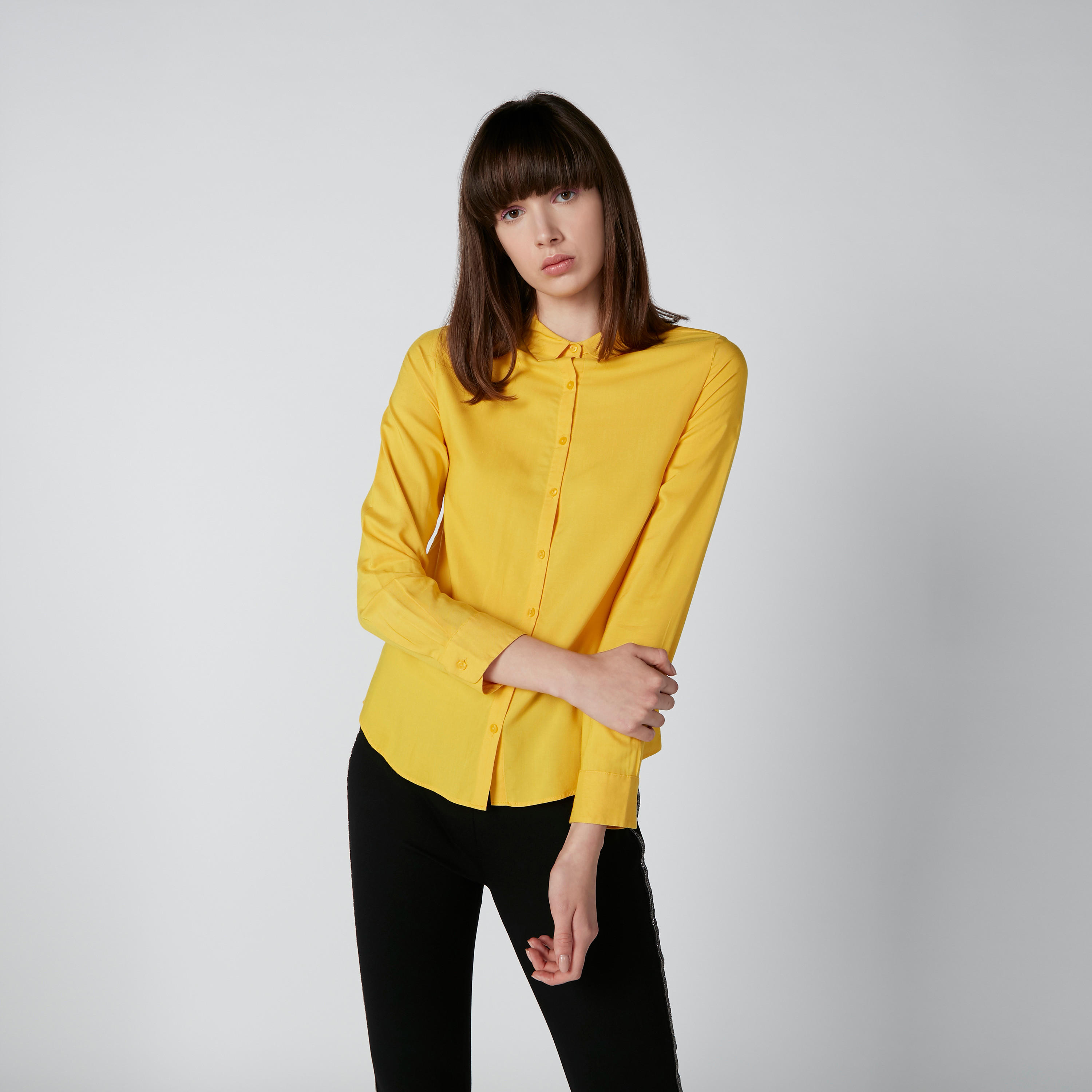 Solid Shirt with Spread Collar-women-clothing-shirtsandblouses-shirts-image-1