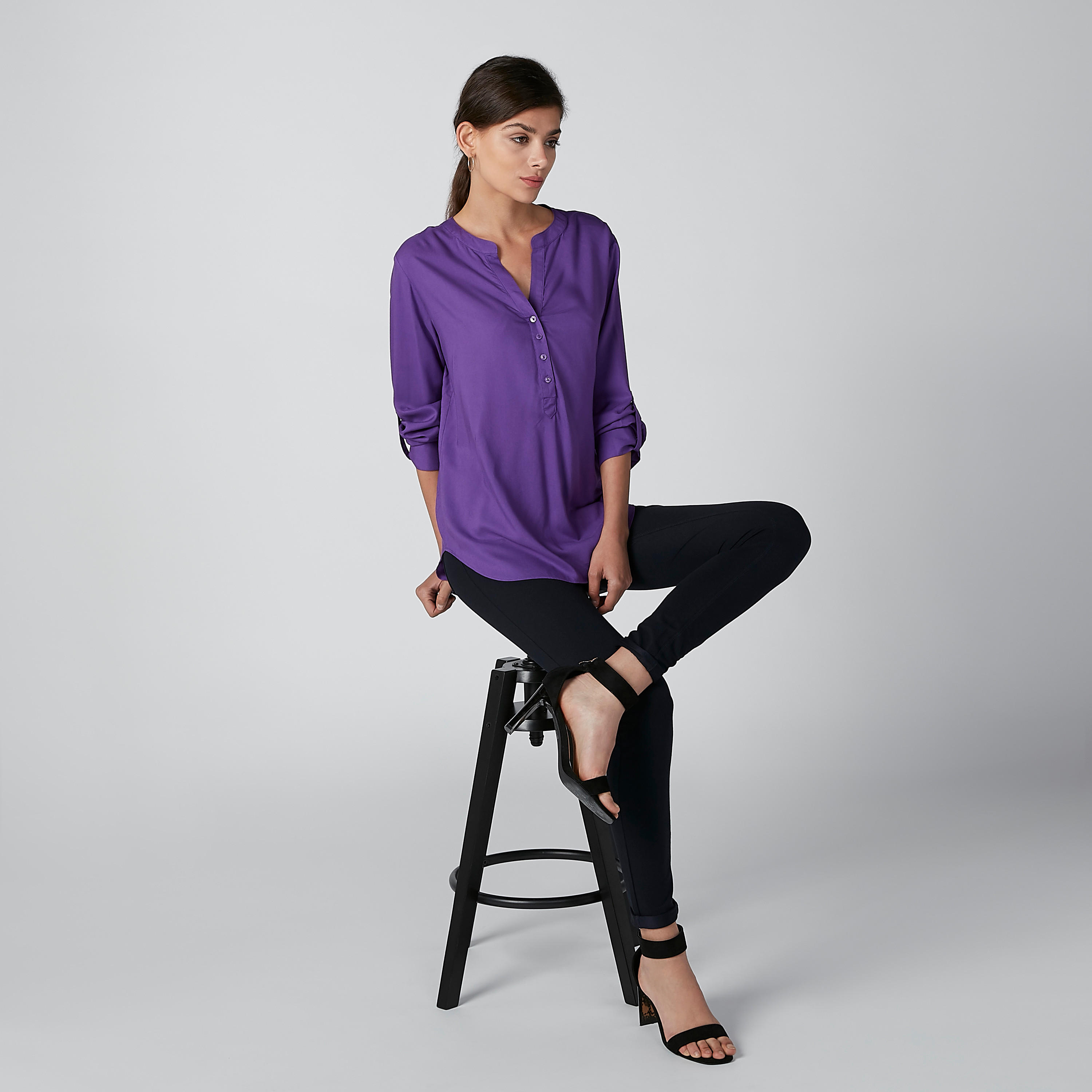 بلوزة سادة بياقة ماندارين وأزرار-women-clothing-shirtsandblouses-blouses-image-4
