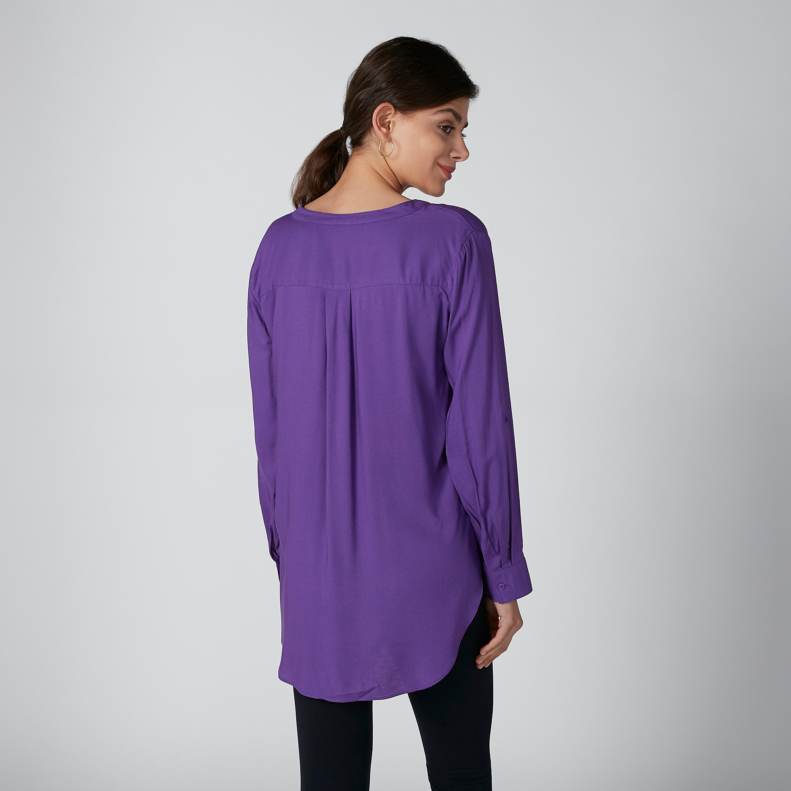بلوزة سادة بياقة ماندارين وأزرار-women-clothing-shirtsandblouses-blouses-image-3