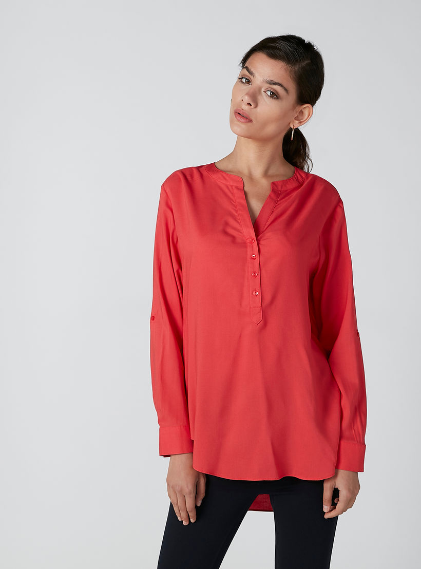 Solid Top with Long Sleeves and High Low Hem-women-clothing-shirtsandblouses-blouses-image-1