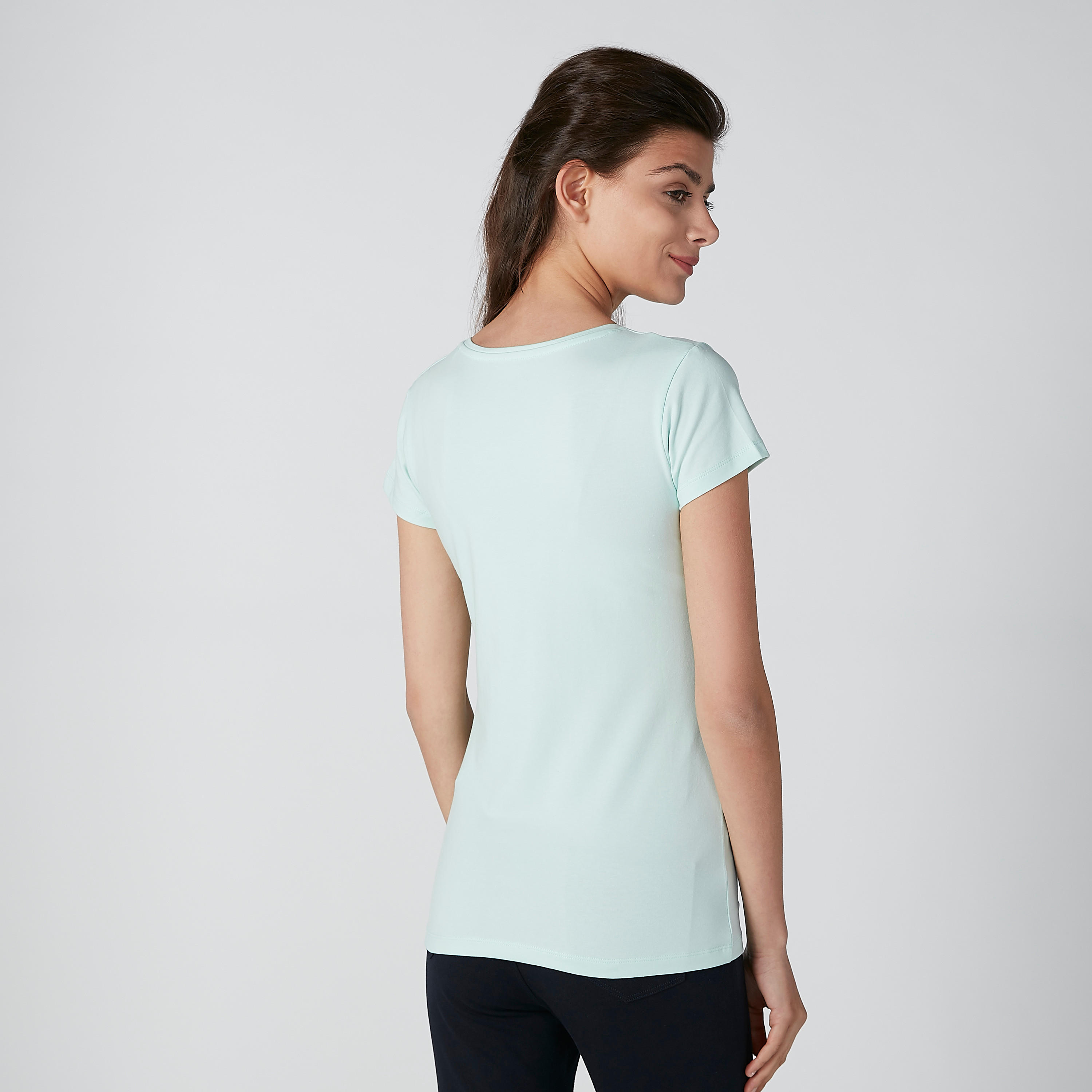 Solid T-Shirt with Cap Sleeves-women-clothing-tshirts-image-2