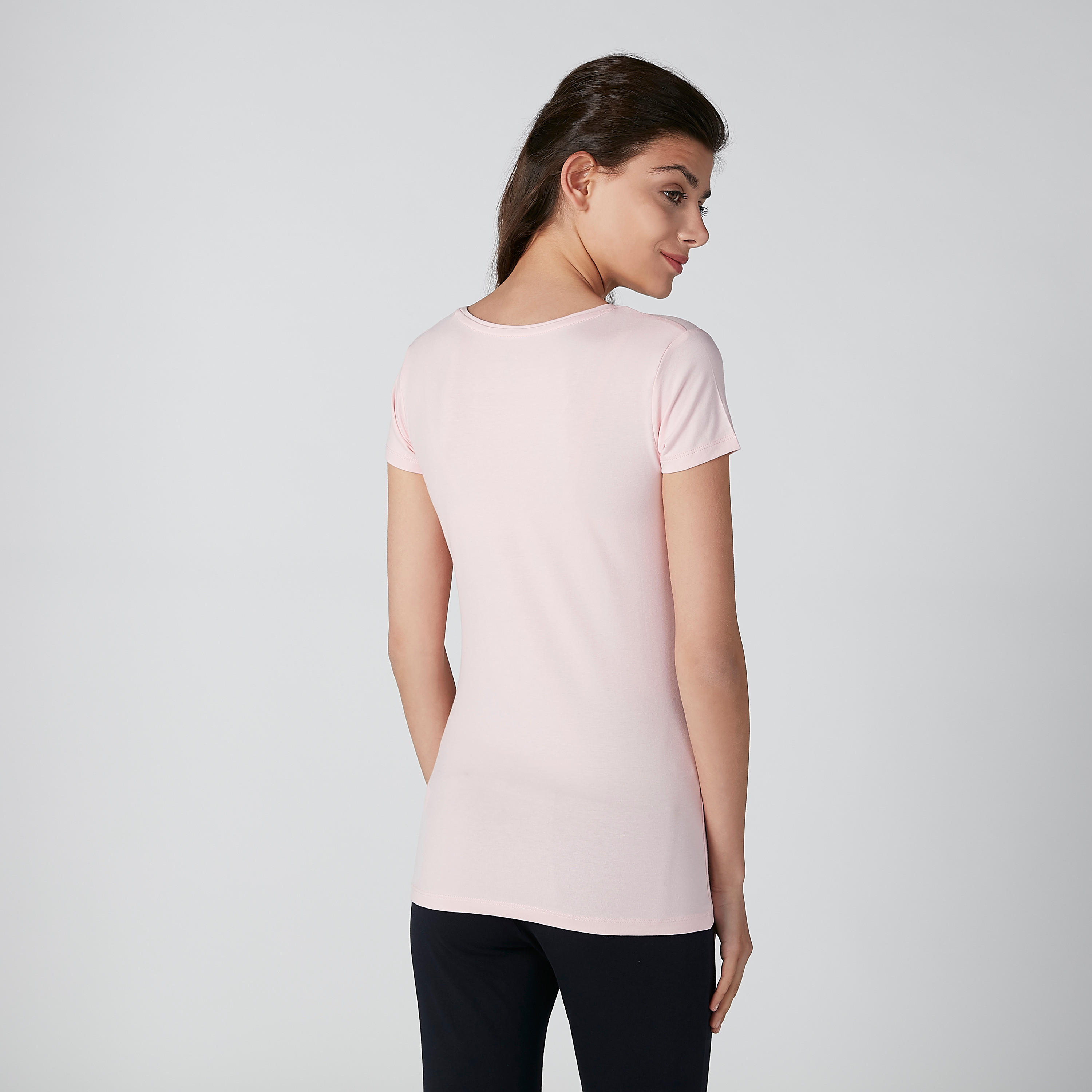 تيشيرت سادة بياقة V وأكمام قصيرة-women-clothing-tshirts-image-2