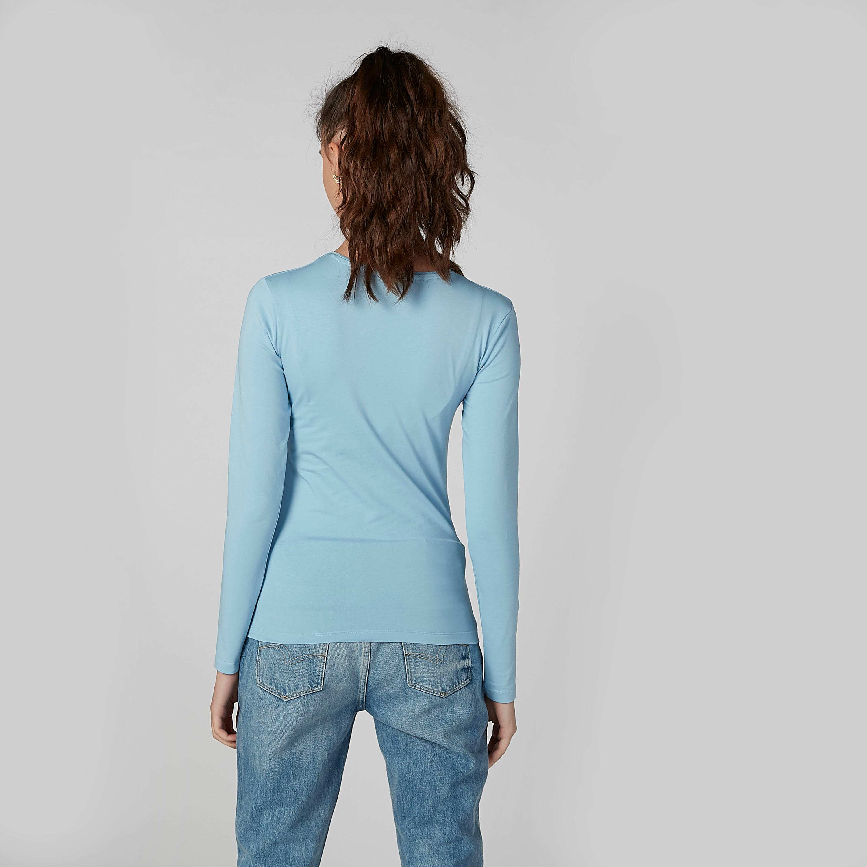 تيشيرت سادة بياقة مستديرة وأكمام طويلة-women-clothing-tshirts-image-3