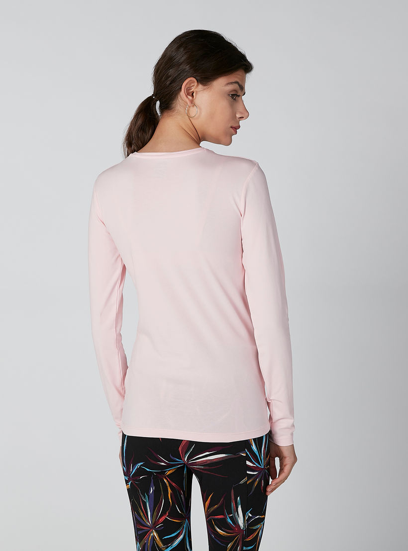 تيشيرت سادة بياقة مستديرة وأكمام طويلة-women-clothing-tshirts-image-2