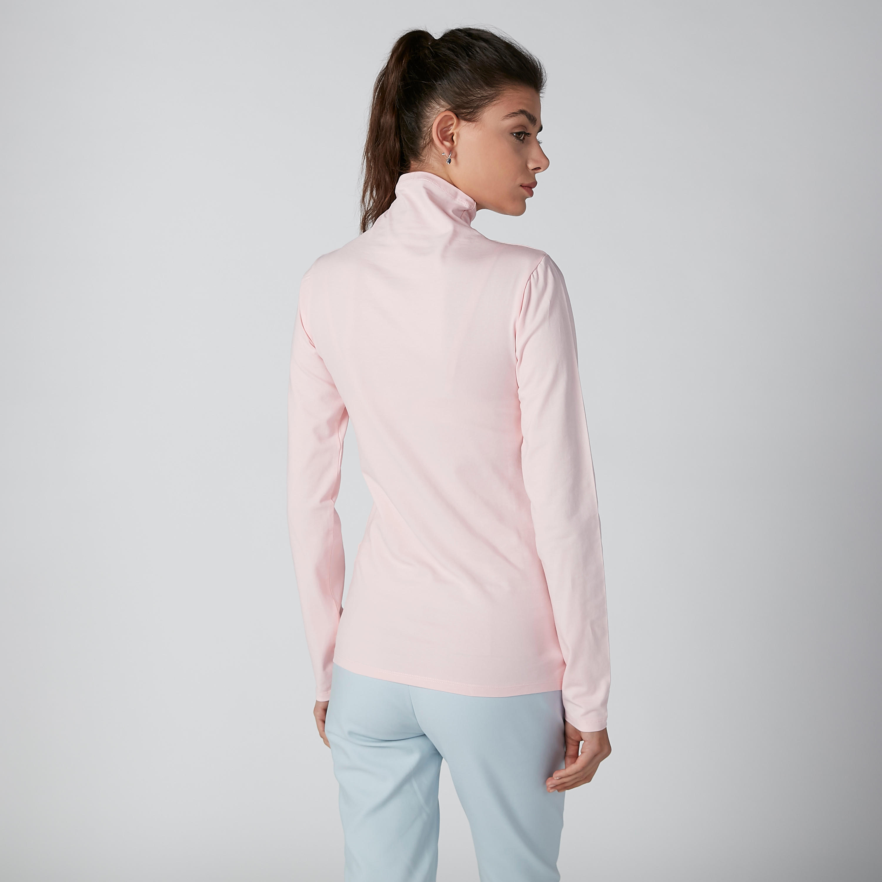 تيشيرت سادة بياقة عالية وأكمام طويلة-women-clothing-tshirts-image-2