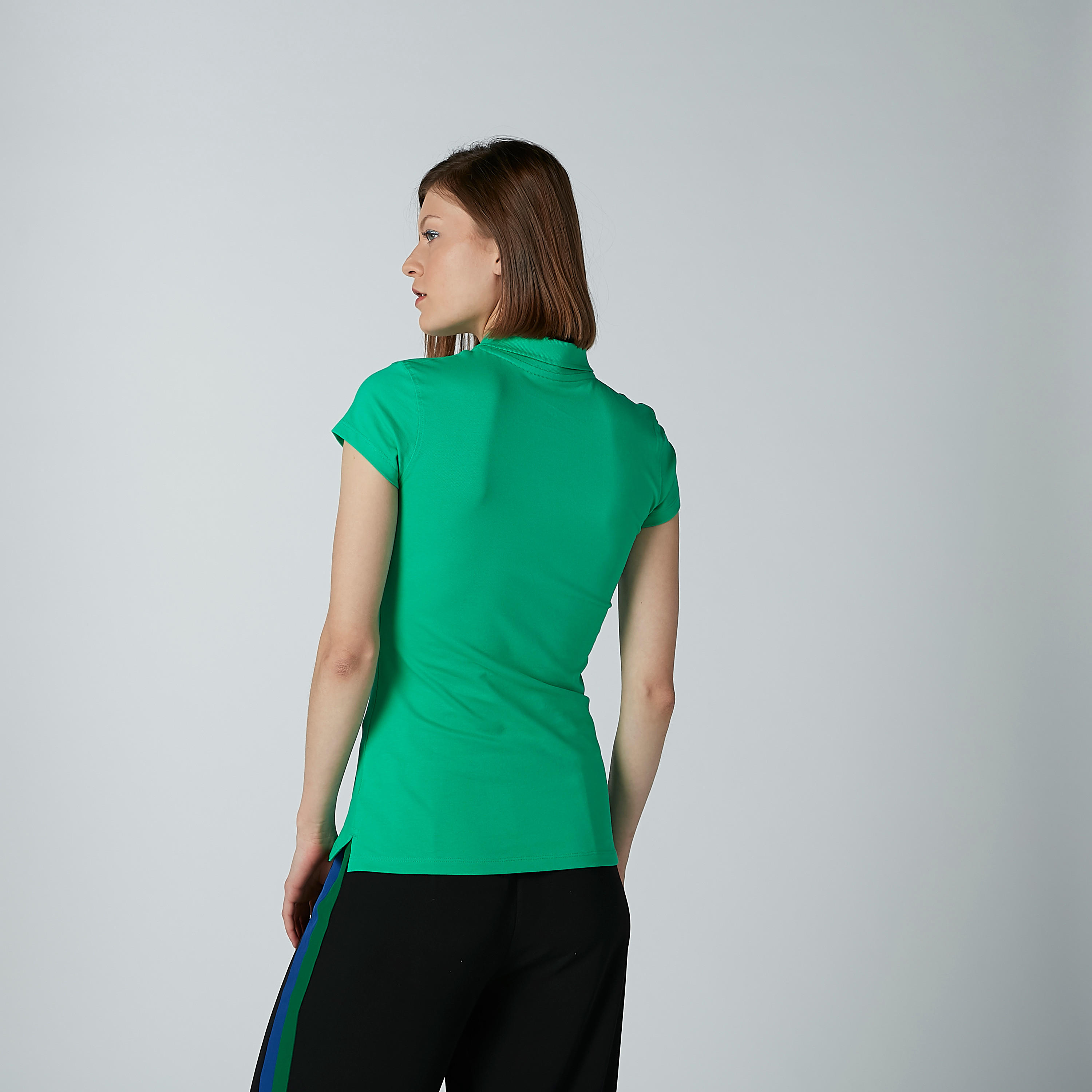 Plain T-shirt with Polo Neck-women-clothing-tshirts-image-3