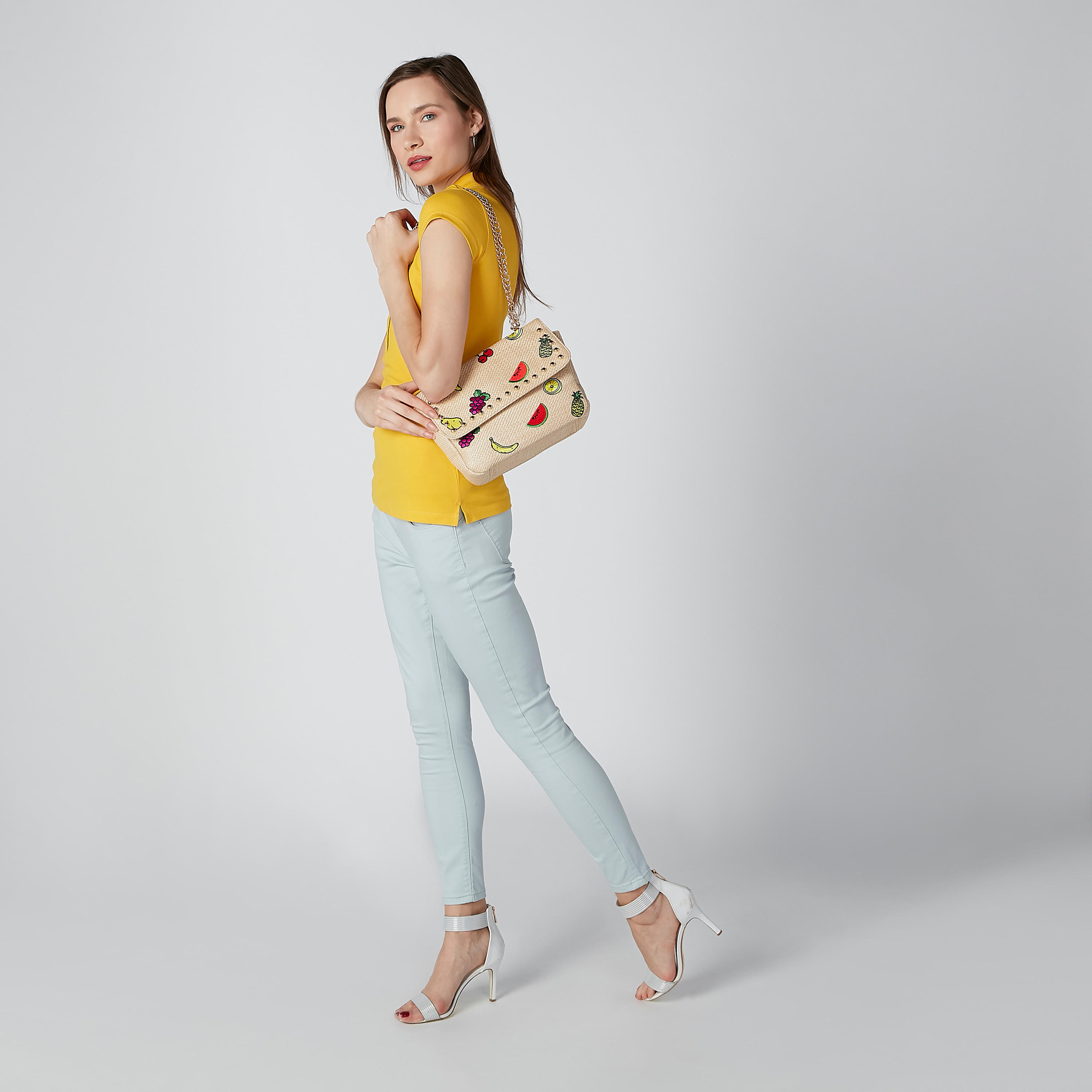 تيشيرت سادة بياقة بولو وأكمام كاب-women-clothing-tshirts-image-4