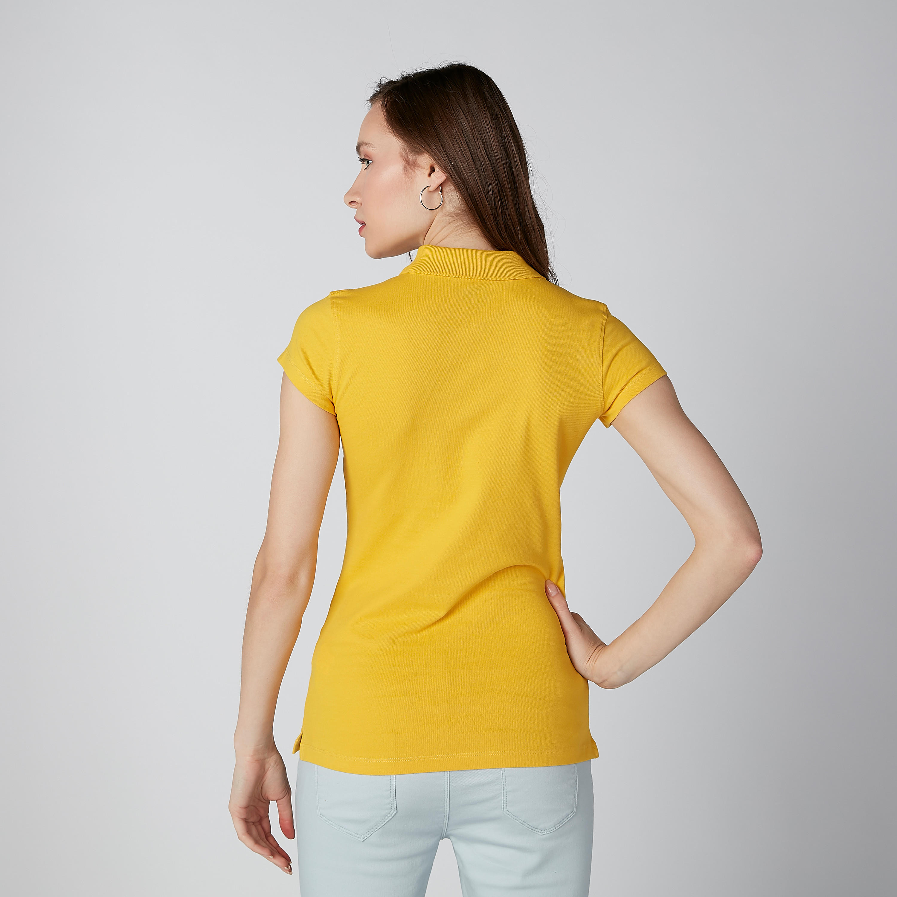 تيشيرت سادة بياقة بولو وأكمام كاب-women-clothing-tshirts-image-3