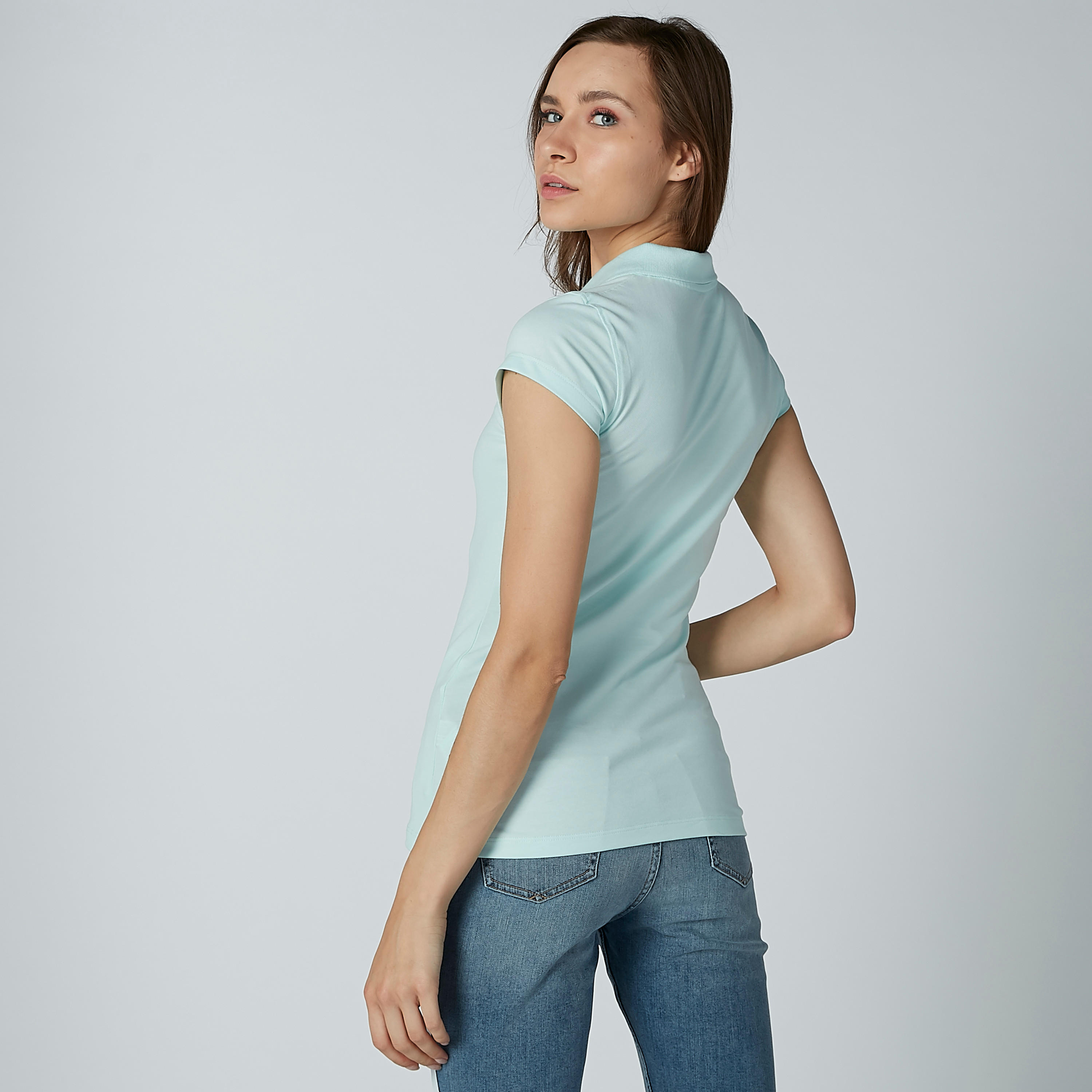 تيشيرت سادة بياقة بولو وأكمام كاب-women-clothing-tshirts-image-3