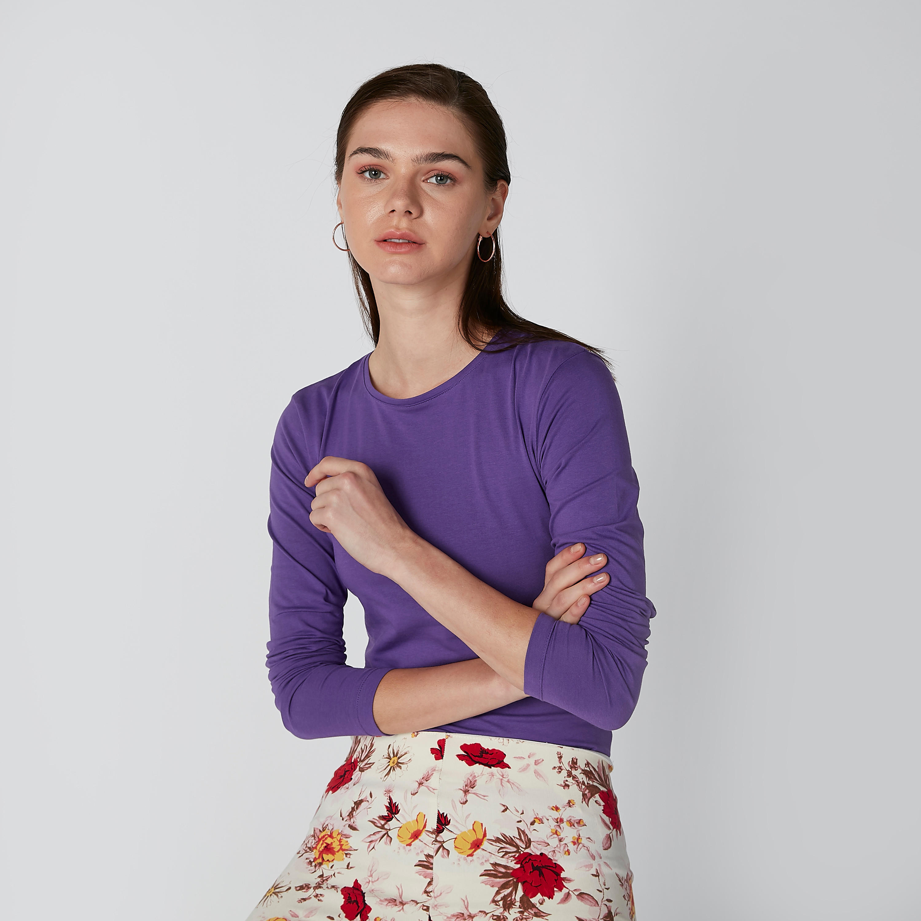 تيشيرت بياقة مستديرة وأكمام قصيرة-women-clothing-tshirts-image-3