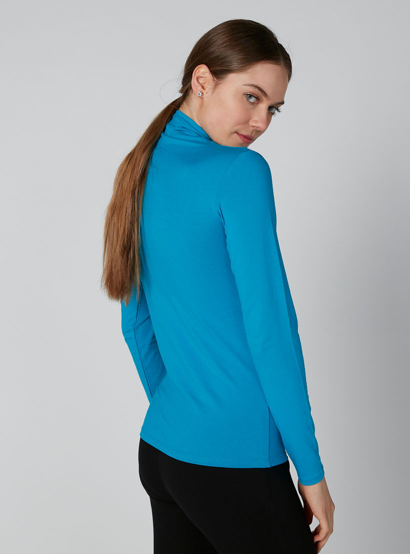 تيشيرت سادة بياقة عالية وأكمام طويلة-women-clothing-tshirts-image-3