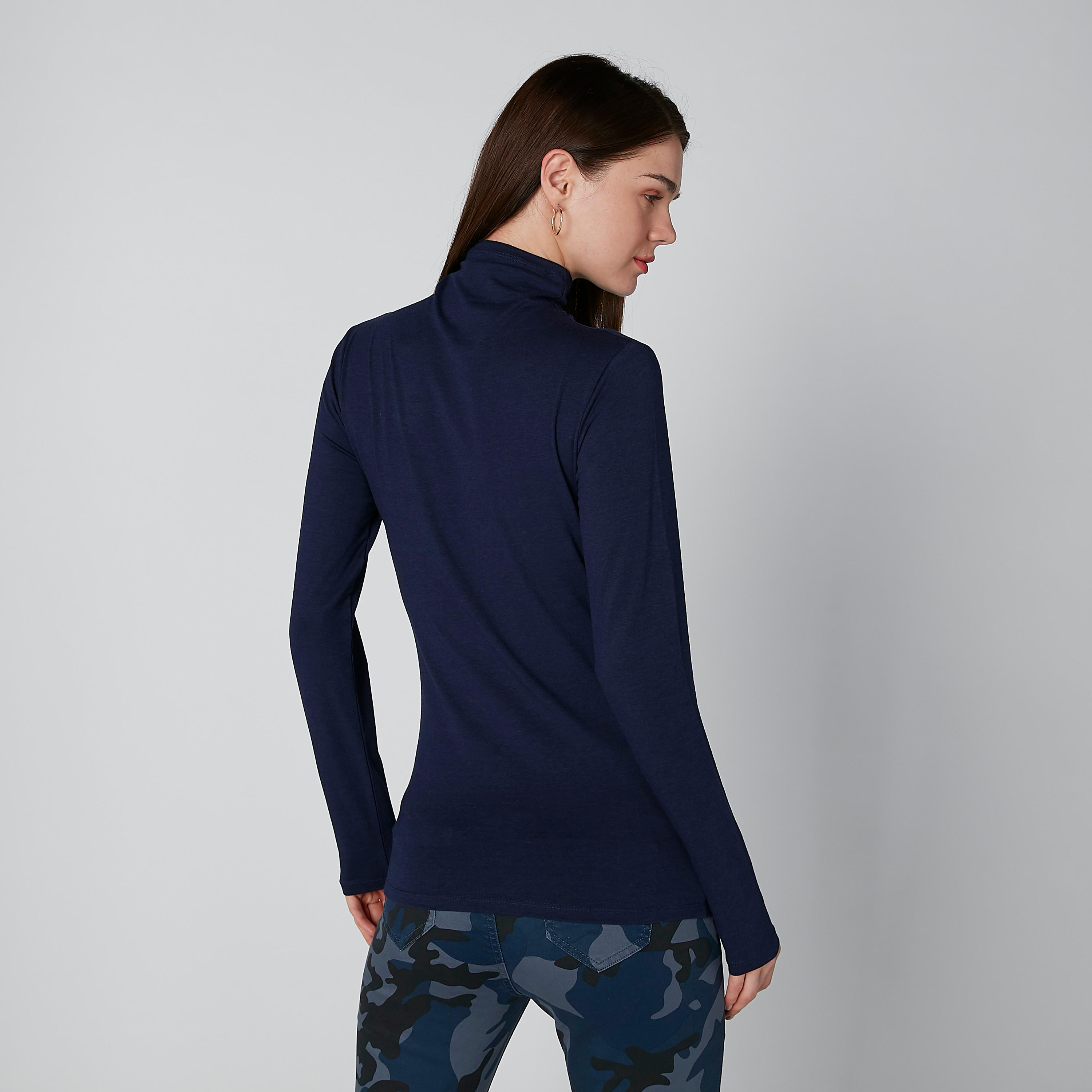 Solid T-Shirt with Turtleneck and Long Sleeves-women-clothing-tshirts-image-2