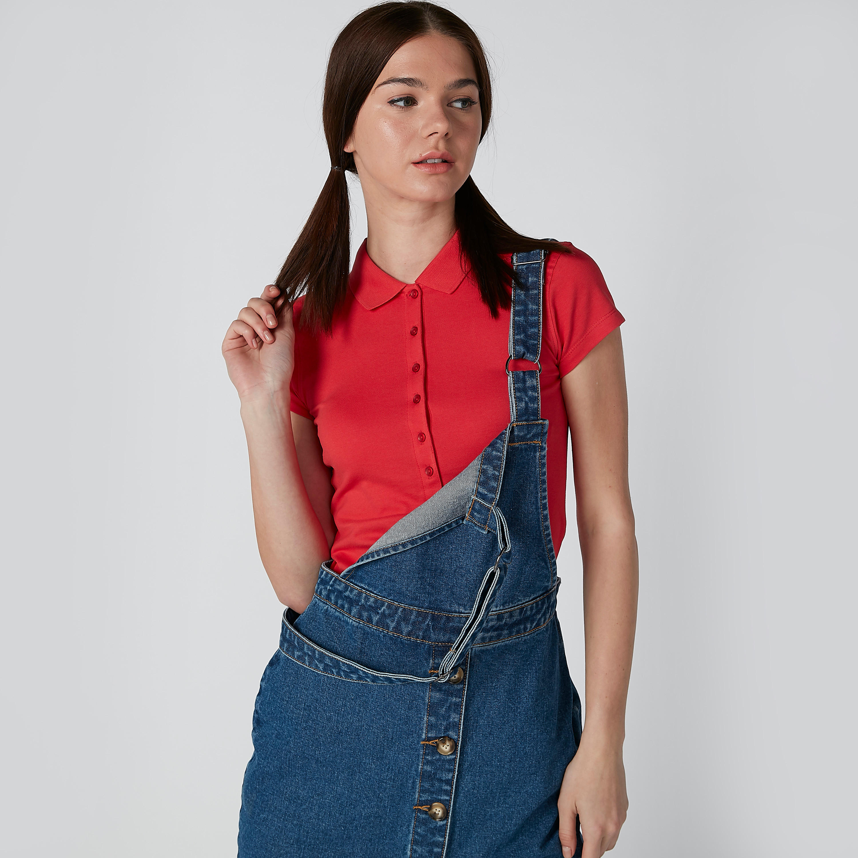 تيشيرت سادة بياقة بولو وأكمام قصيرة-women-clothing-tshirts-image-3