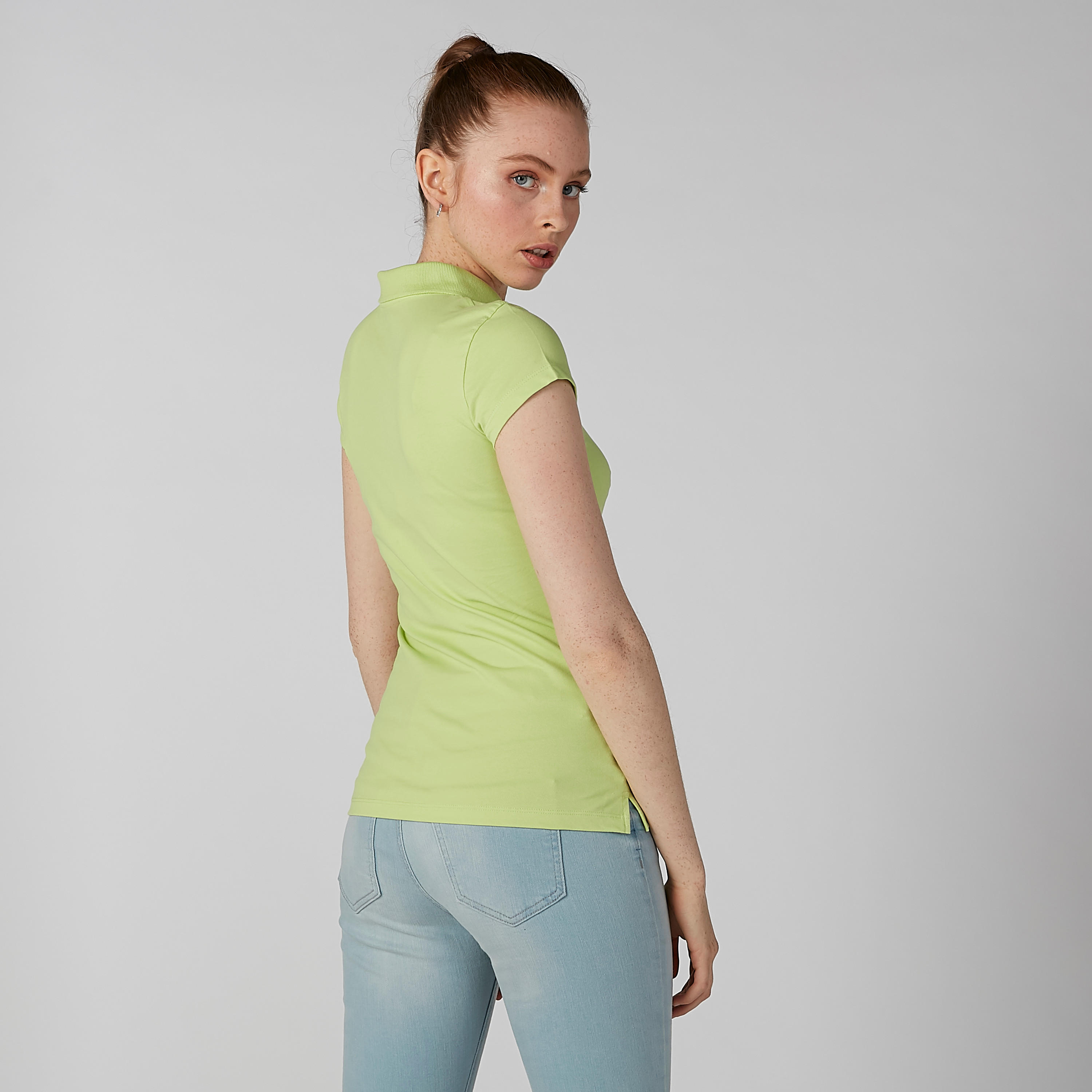 Plain T-shirt with Polo Neck and Cap Sleeves-women-clothing-tshirts-image-2