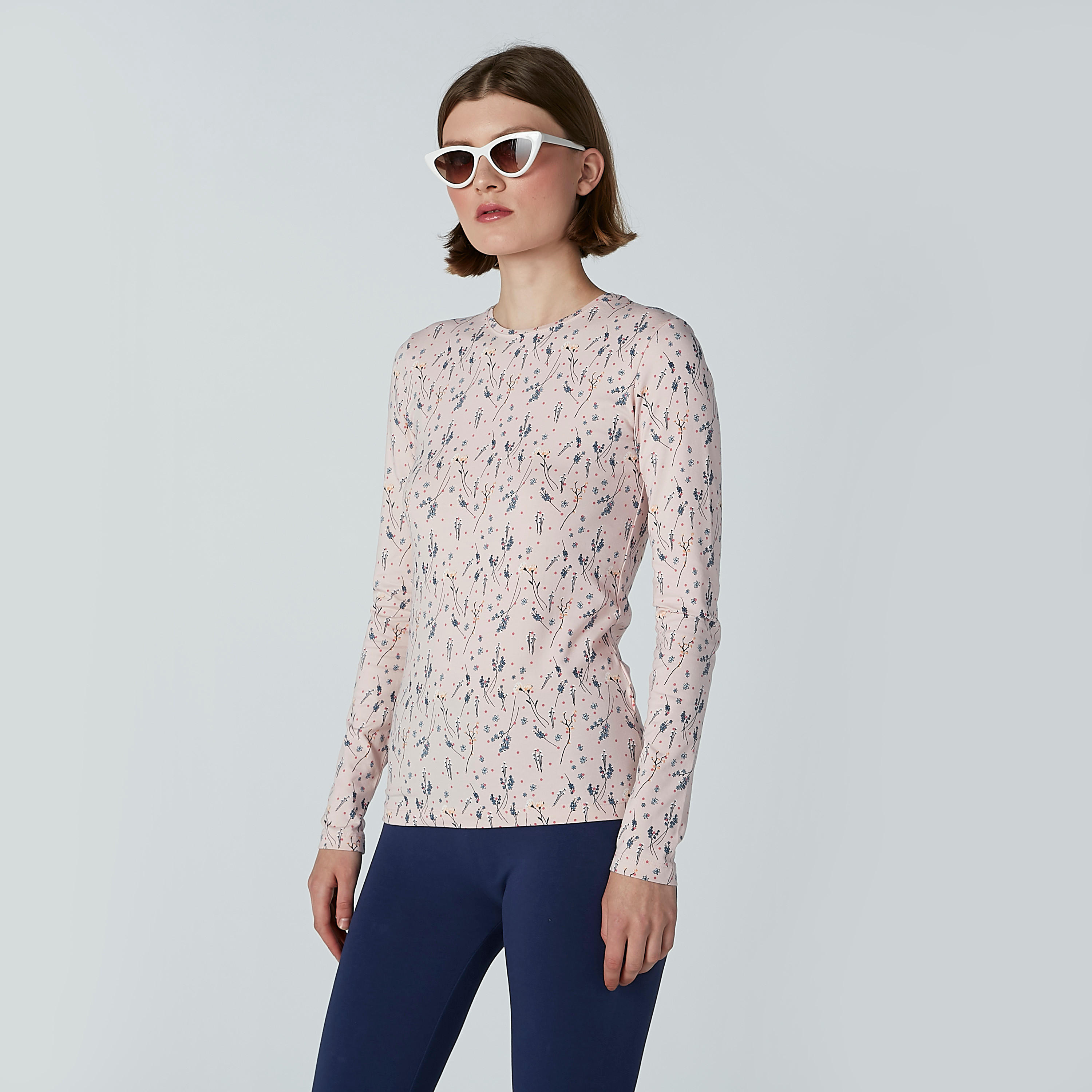 Printed T-shirt with Long Sleeves and Round Neck-women-clothing-tshirts-image-1