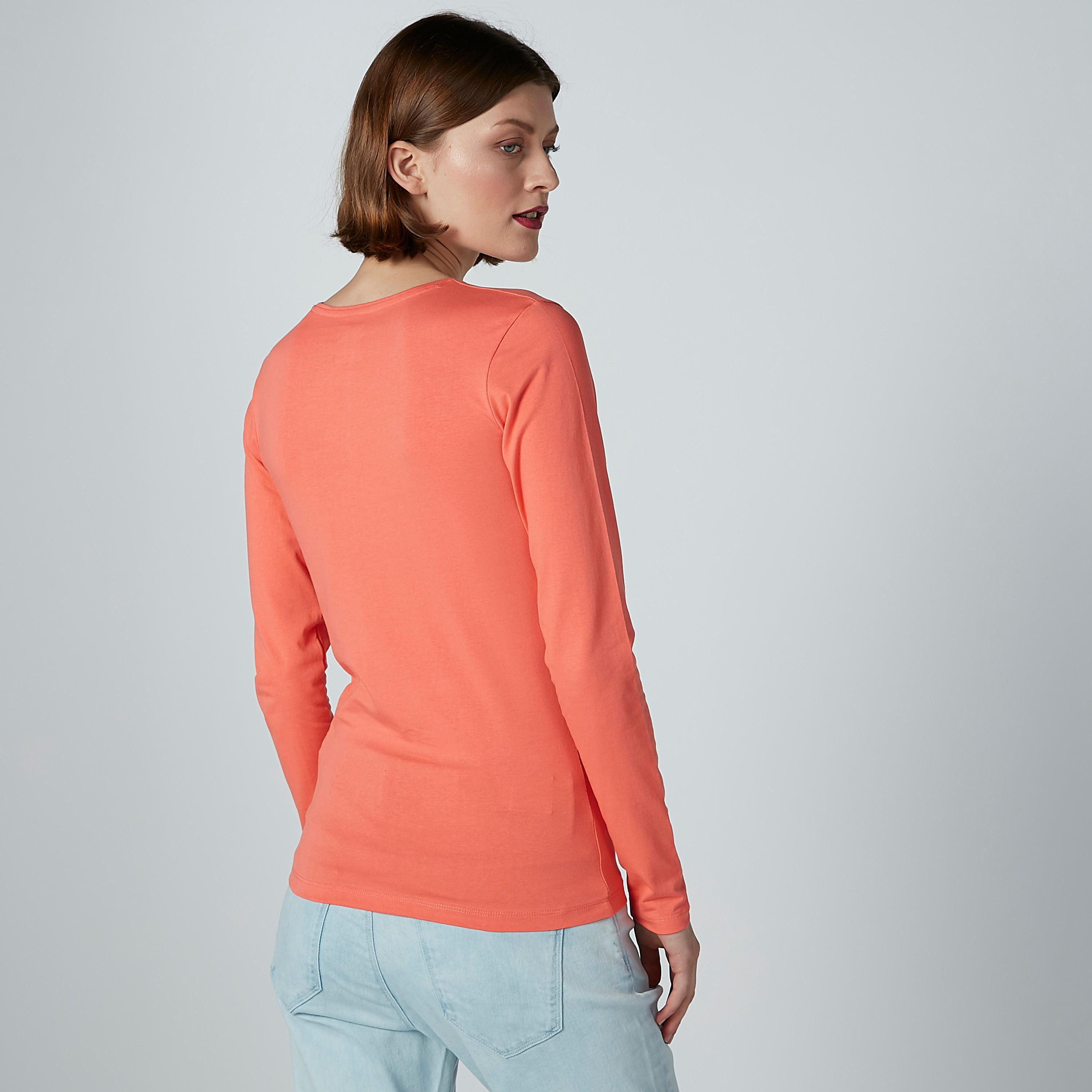 Plain T-shirt with Round Neck and Long Sleeves-women-clothing-tshirts-image-3