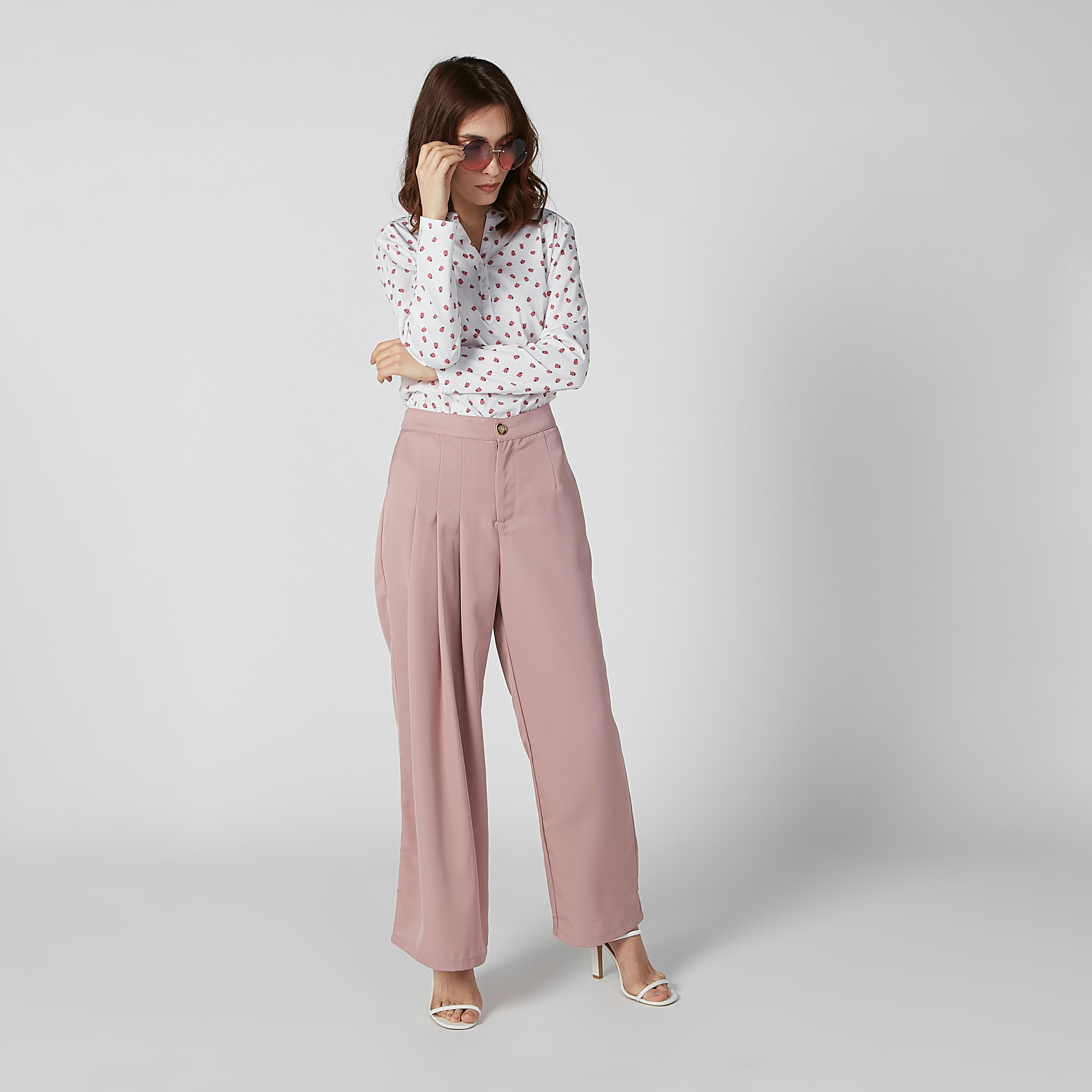 بلوزة مستدامة سليم بياقة V وأكمام طويلة -women-clothing-shirtsandblouses-blouses-image-3