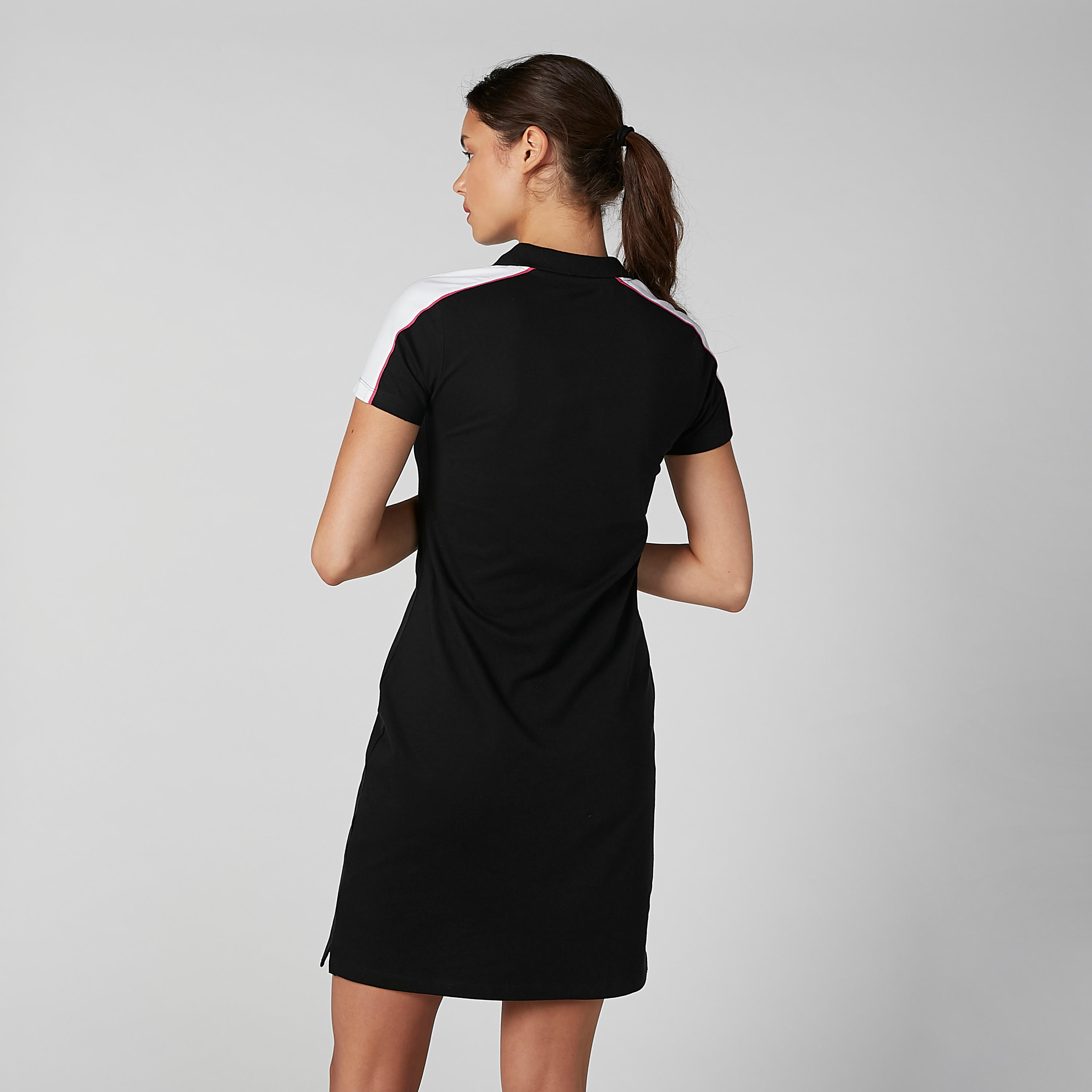 فستان تيشيرت مستدام بولو سادة بأكمام قصيرة-women-clothing-dresses-image-3