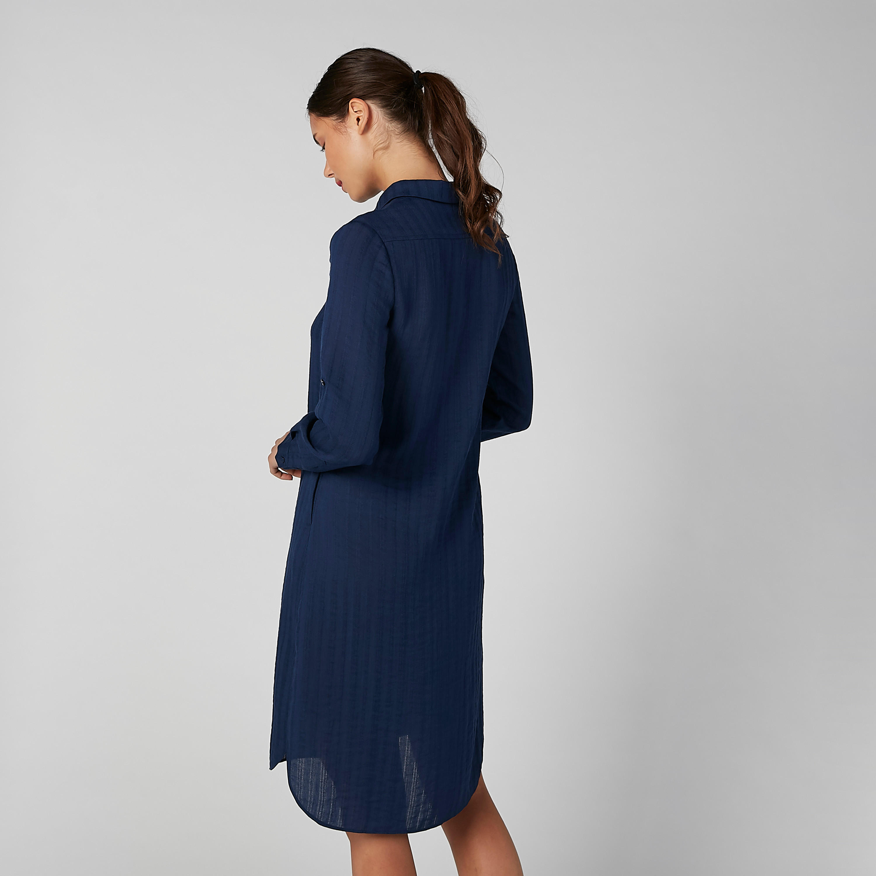 فستان سادة متوسط الطول بأكمام طويلة-women-clothing-dresses-image-1