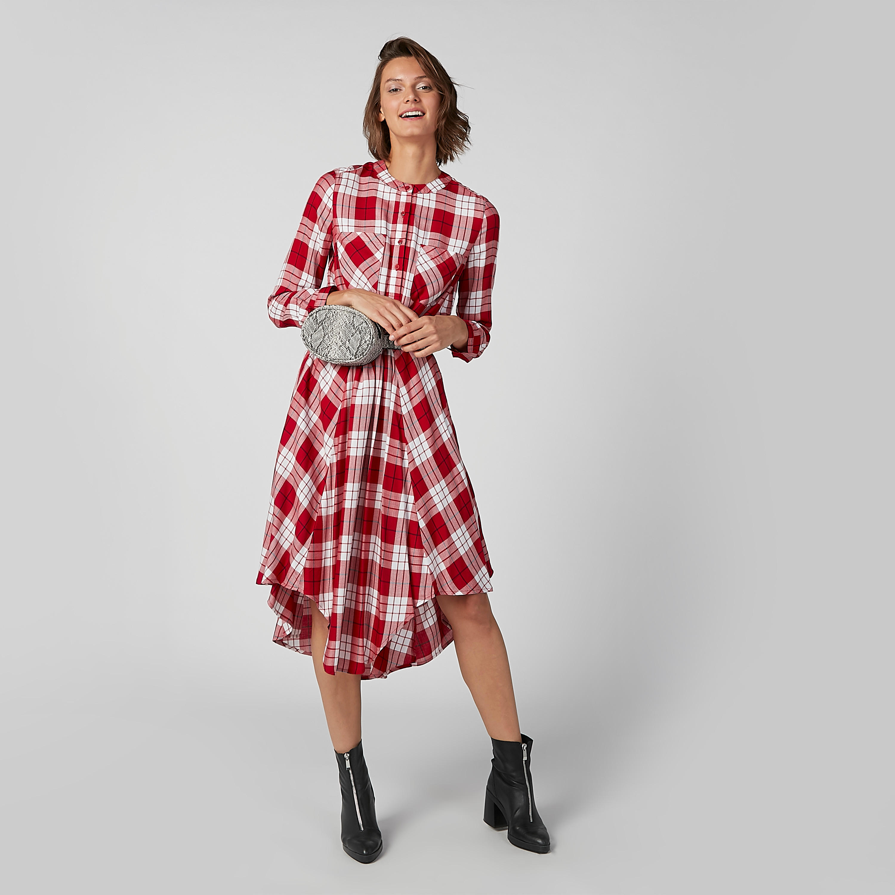 فستان كاروهات متوسط الطول بحوّاف غير مستوية-women-clothing-dresses-image-6