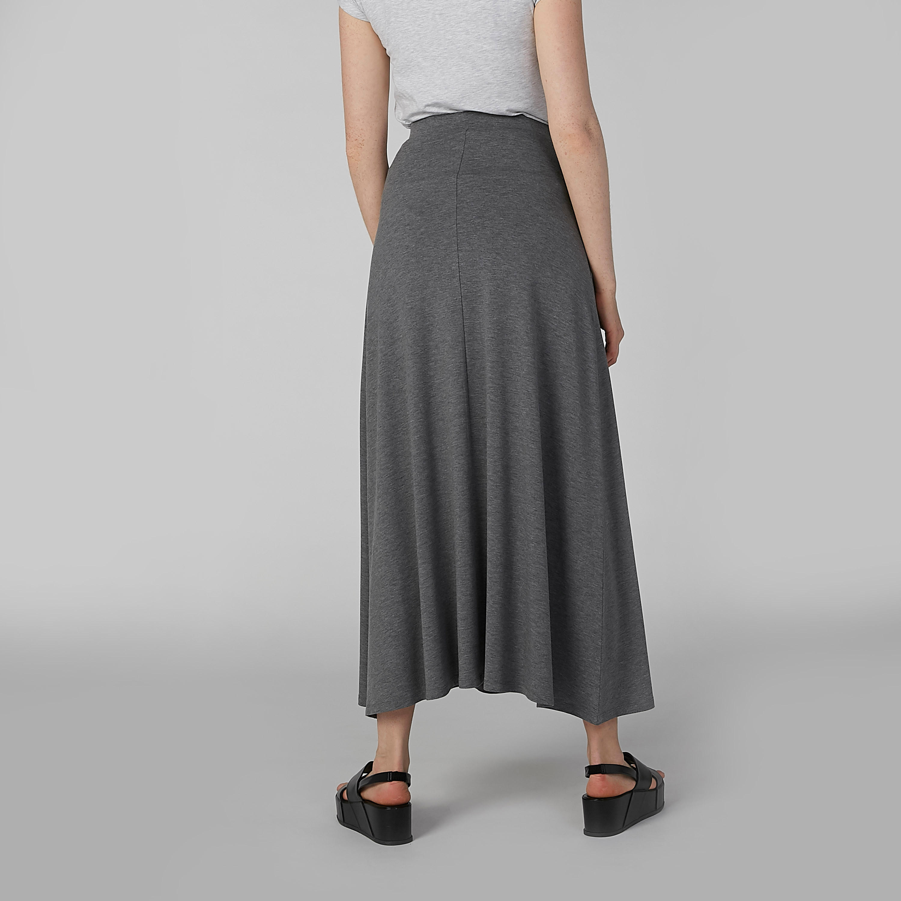 تنورة سادة إيه لاين طويلة بخصر مطاطي-women-clothing-bottoms-skirts-image-3