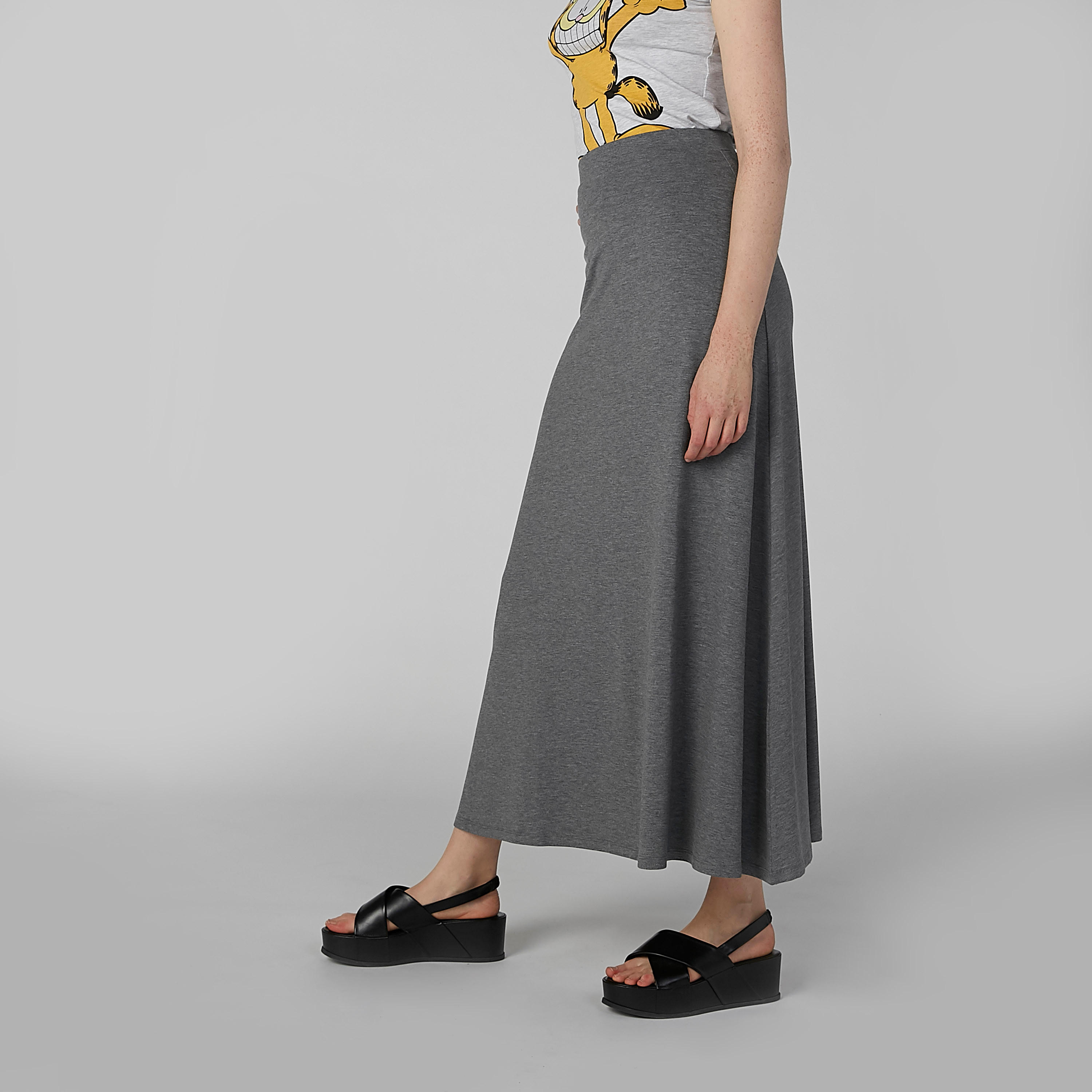 تنورة سادة إيه لاين طويلة بخصر مطاطي-women-clothing-bottoms-skirts-image-4