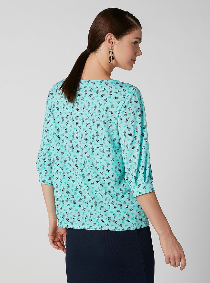 بلوزة سليم بياقة قارب وأكمام 3/4 وطبعات-women-clothing-shirtsandblouses-blouses-image-3
