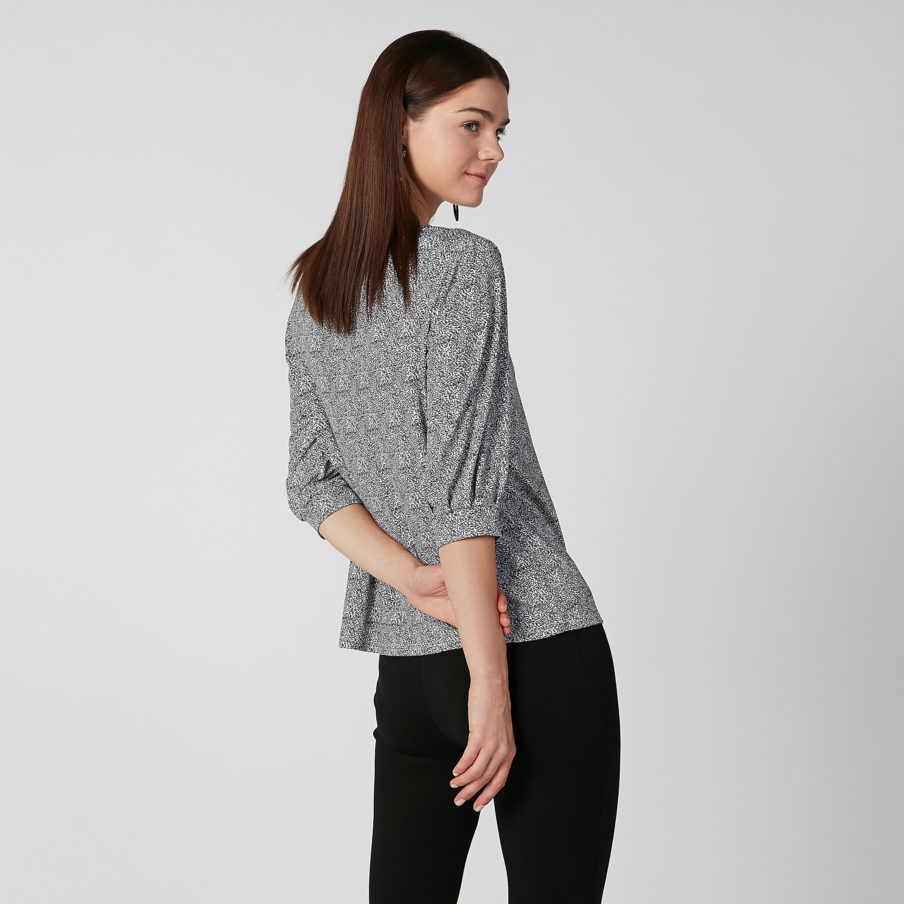 بلوزة سليم بياقة قارب وأكمام 3/4 وطبعات-women-clothing-shirtsandblouses-blouses-image-3