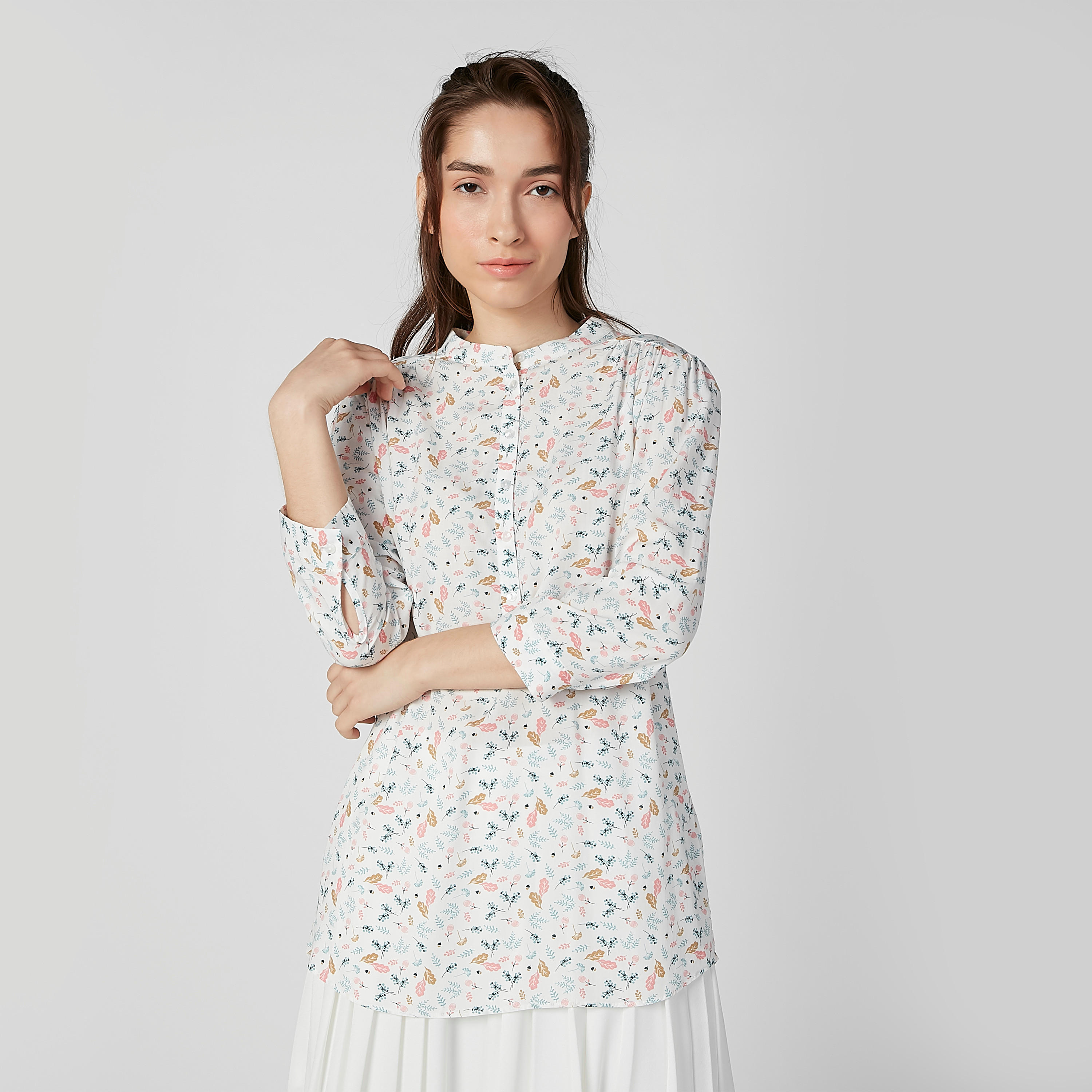 بلوزة بياقة ماندارين وأكمام طويلة وطبعات-women-clothing-shirtsandblouses-blouses-image-1