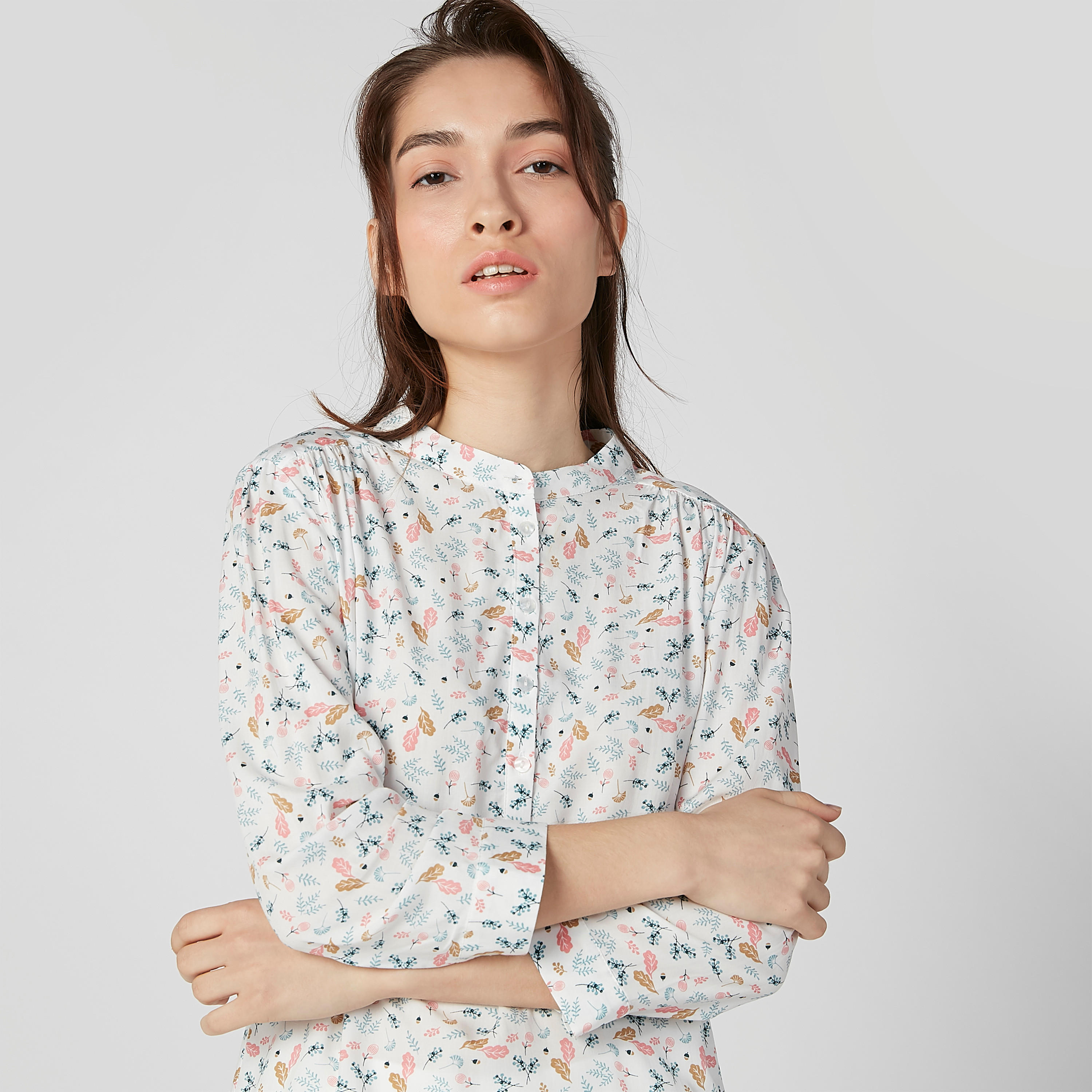 بلوزة بياقة ماندارين وأكمام طويلة وطبعات-women-clothing-shirtsandblouses-blouses-image-2