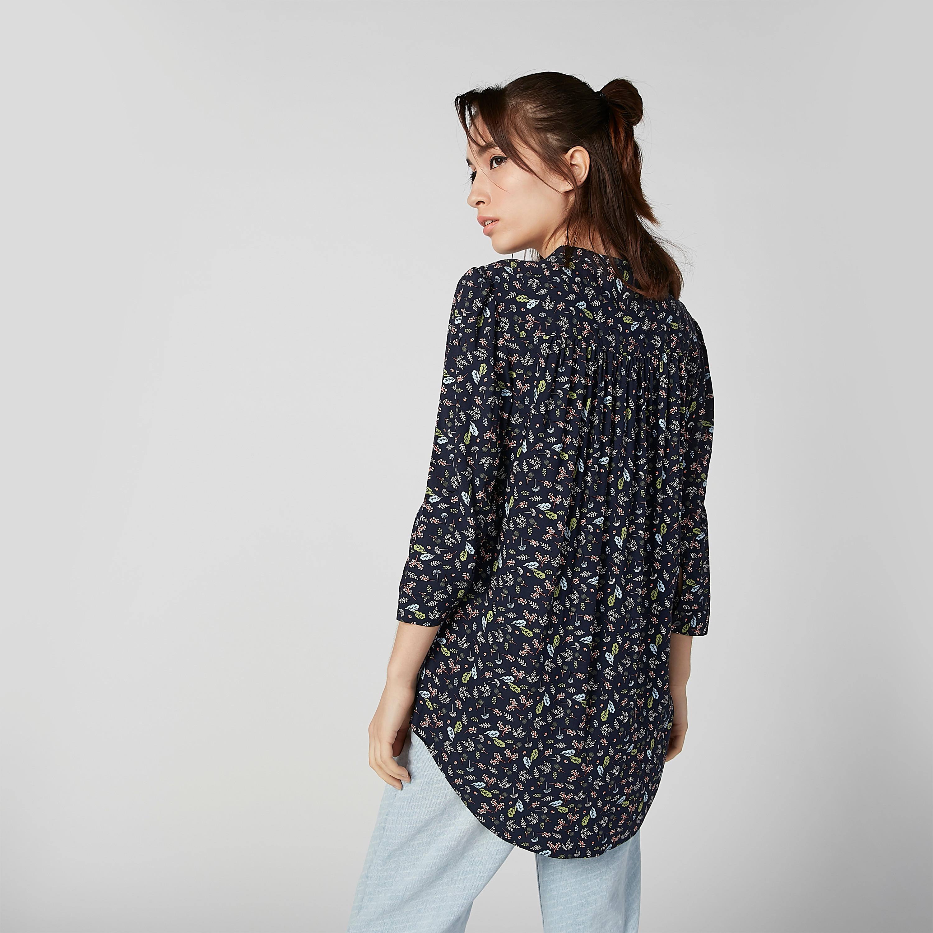 Printed Top with Mandarin Collar and 3/4 Sleeves-women-clothing-shirtsandblouses-blouses-image-4
