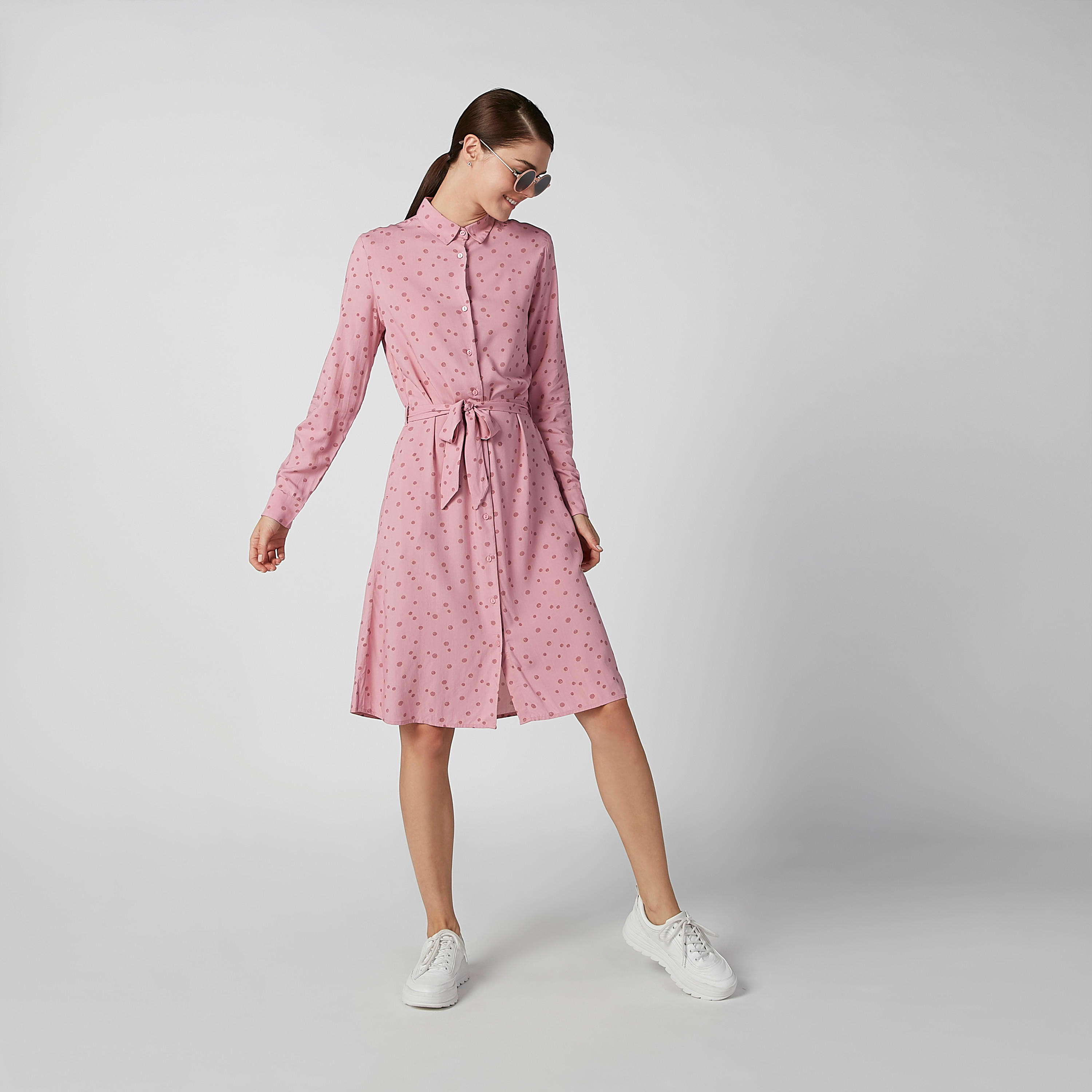 فستان قميص مستدام بأكمام طويلة وأربطة وطبعات-women-clothing-dresses-image-1